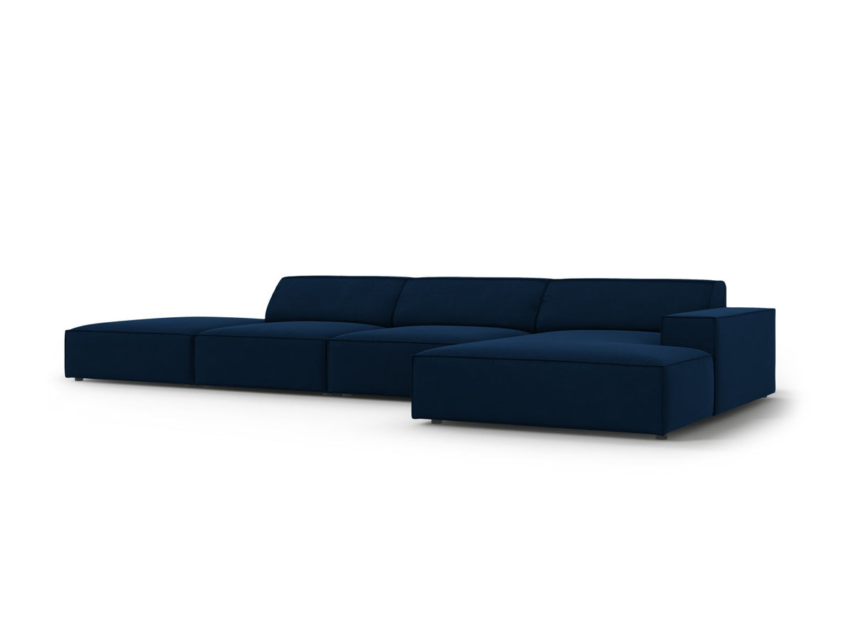 Jodie Velour modulares Ecksofa rechts 5 Sitzer in Royal Blue-Bluvel präsentiert im Onlineshop von KAQTU Design AG. L-Sofa rechts ist von Micadoni