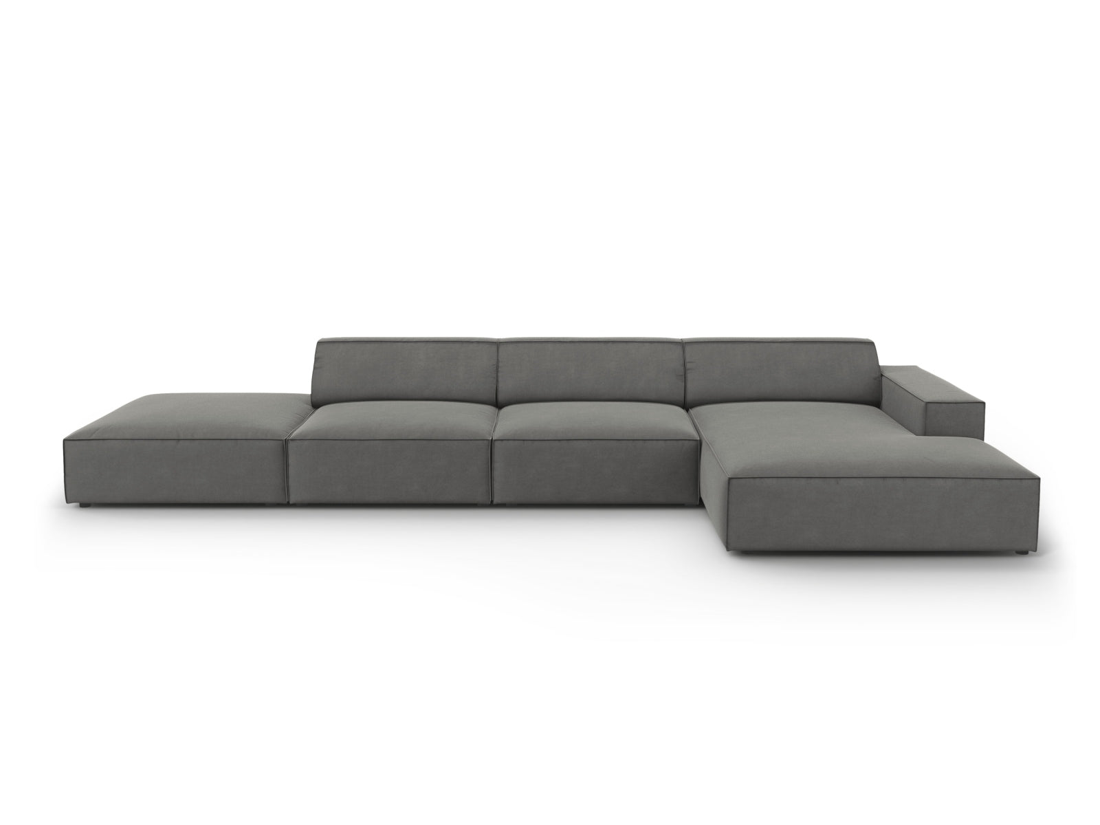 Jodie Velour modulares Ecksofa rechts 5 Sitzer in Light Grey präsentiert im Onlineshop von KAQTU Design AG. Ecksofa rechts ist von Micadoni