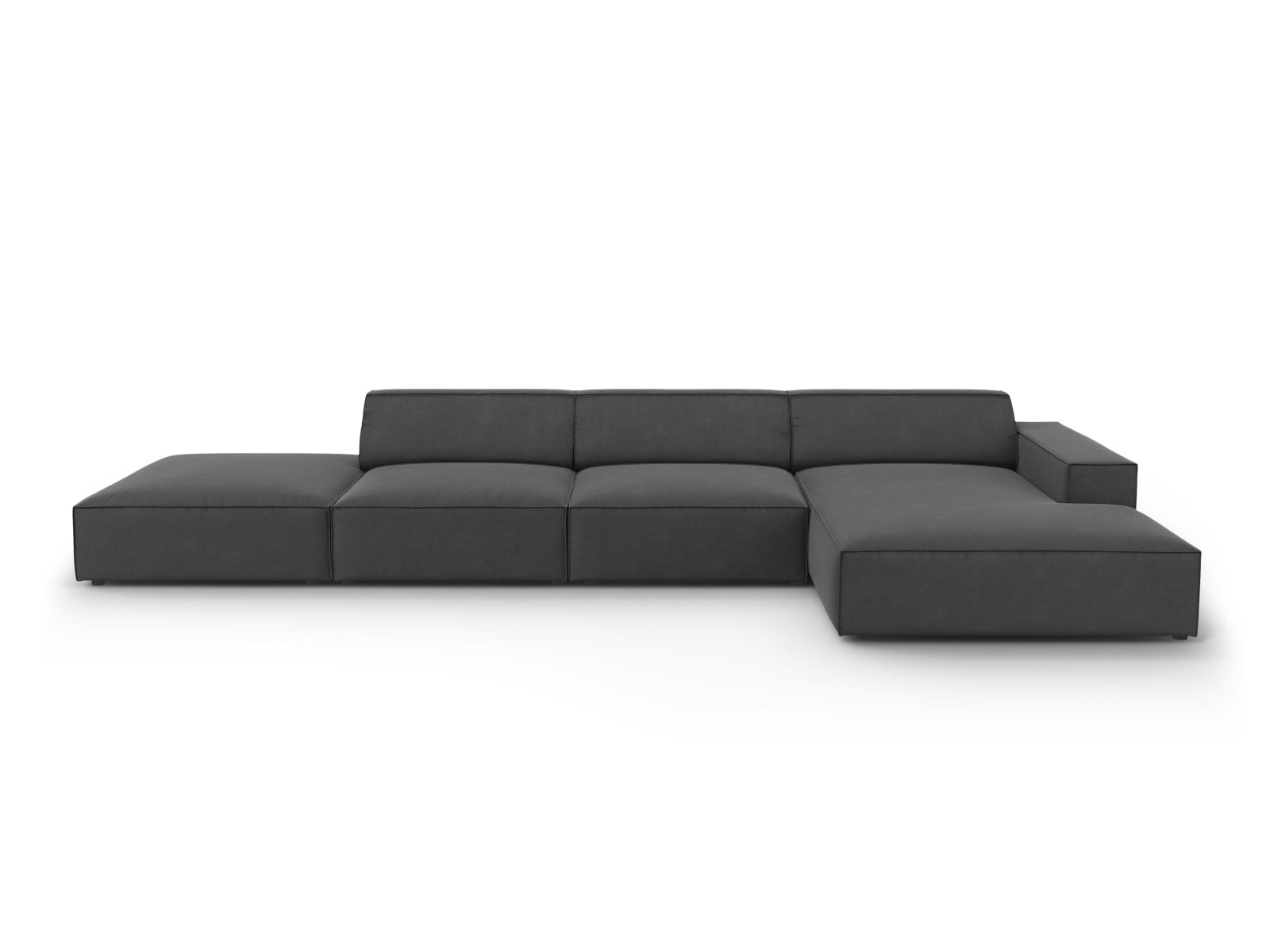 Jodie Velour modulares Ecksofa rechts 5 Sitzer in Grey-Bluvel präsentiert im Onlineshop von KAQTU Design AG. L-Sofa rechts ist von Micadoni