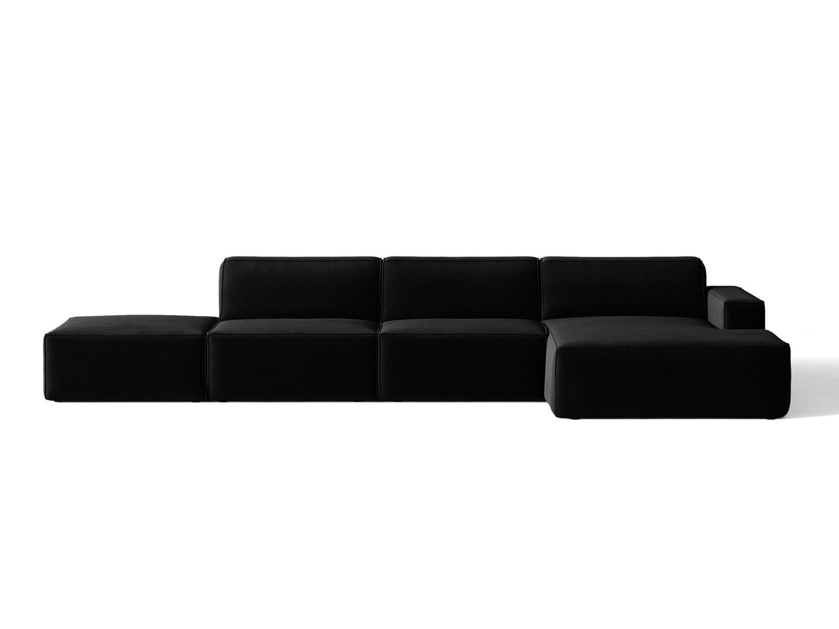 Modulares Ecksofa Jodie von Micadoni mit Stoffbezug, Holzrahmen und niedrigen schwarzen Beinen