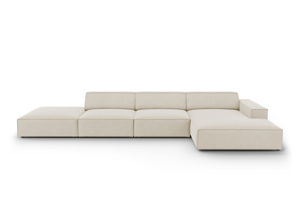 Jodie Velour modulares Ecksofa rechts 5 Sitzer in Dark Beige-Bluvel präsentiert im Onlineshop von KAQTU Design AG. L-Sofa rechts ist von Micadoni