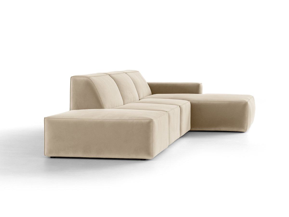 Modulares Ecksofa Jodie von Micadoni mit Stoffbezug, Holzrahmen und niedrigen schwarzen Beinen