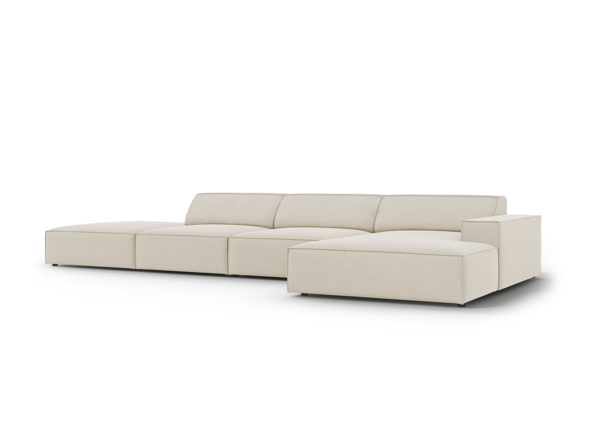 Jodie Velour modulares Ecksofa rechts 5 Sitzer in Dark Beige-Bluvel präsentiert im Onlineshop von KAQTU Design AG. L-Sofa rechts ist von Micadoni