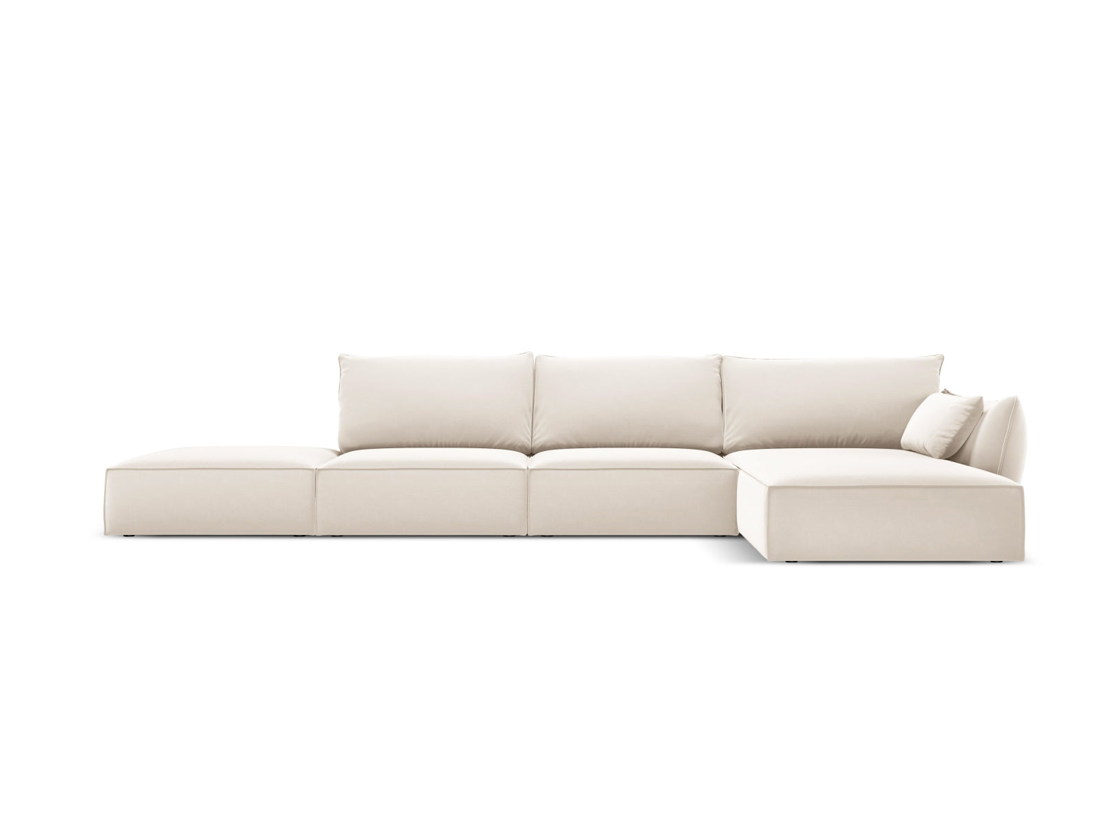 Kaelle Velour Ecksofa rechts 5 Sitzer in Light Beige-Bluvel präsentiert im Onlineshop von KAQTU Design AG. L-Sofa rechts ist von Micadoni