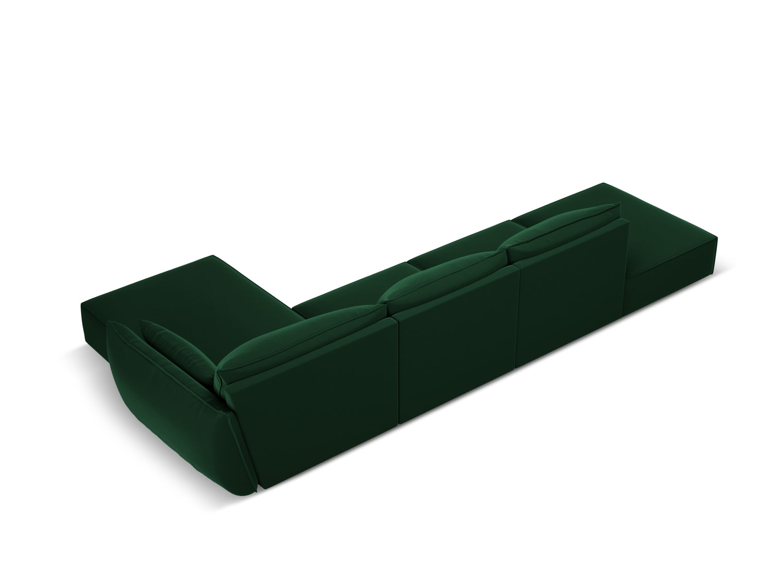 Modernes Kaelle Velour Ecksofa in edlem Flaschengrün, 5-Sitzer, perfekt für gemütliche und stilvolle Wohnbereiche von Micadoni.