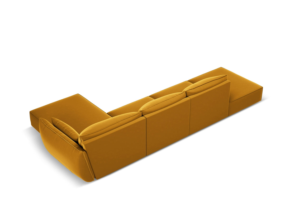 Kaelle Velour Ecksofa rechts 5 Sitzer in Yellow-Bluvel präsentiert im Onlineshop von KAQTU Design AG. L-Sofa rechts ist von Micadoni