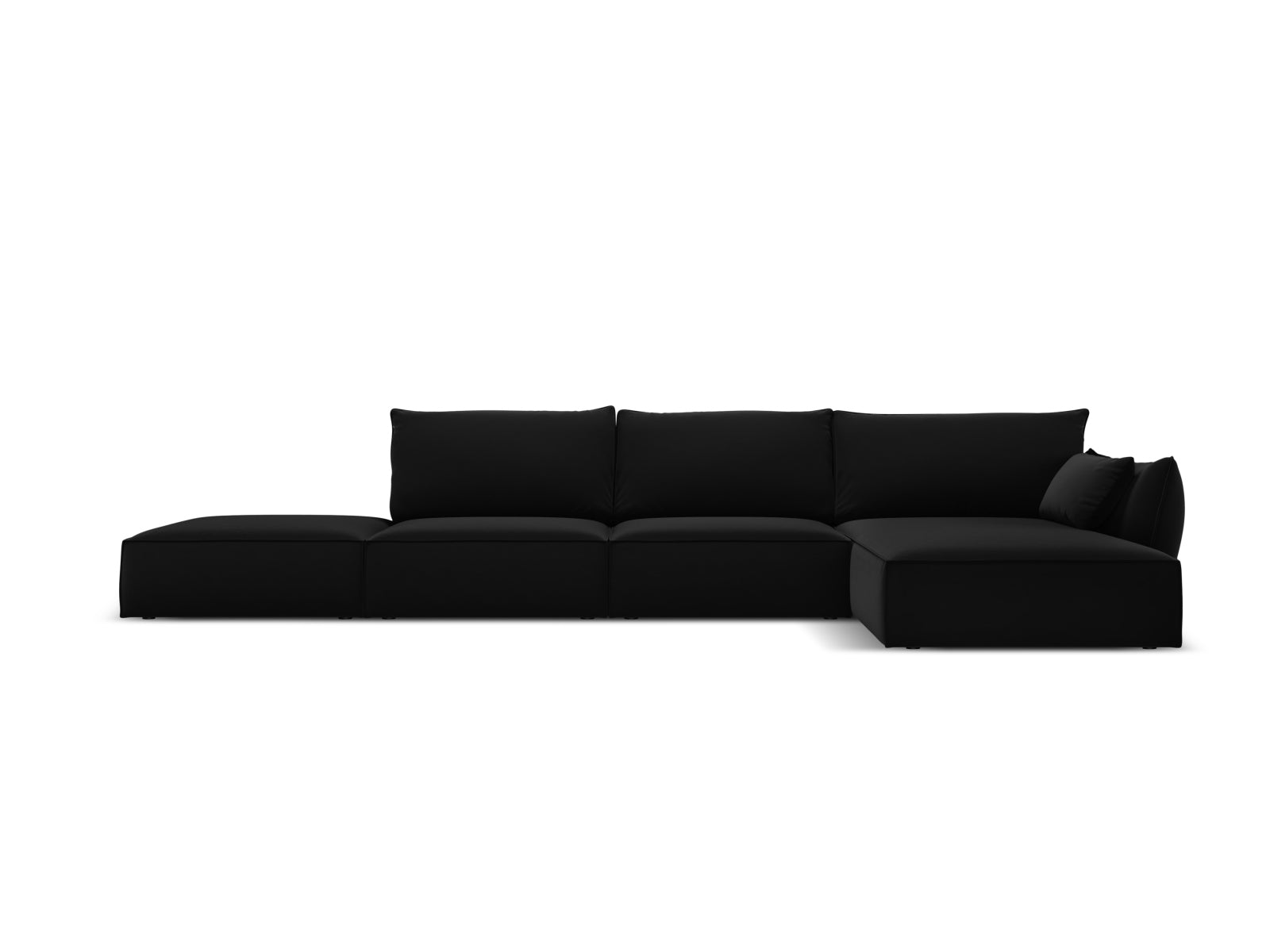 Kaelle Velour Ecksofa rechts 5 Sitzer in Black-Bluvel präsentiert im Onlineshop von KAQTU Design AG. L-Sofa rechts ist von Micadoni