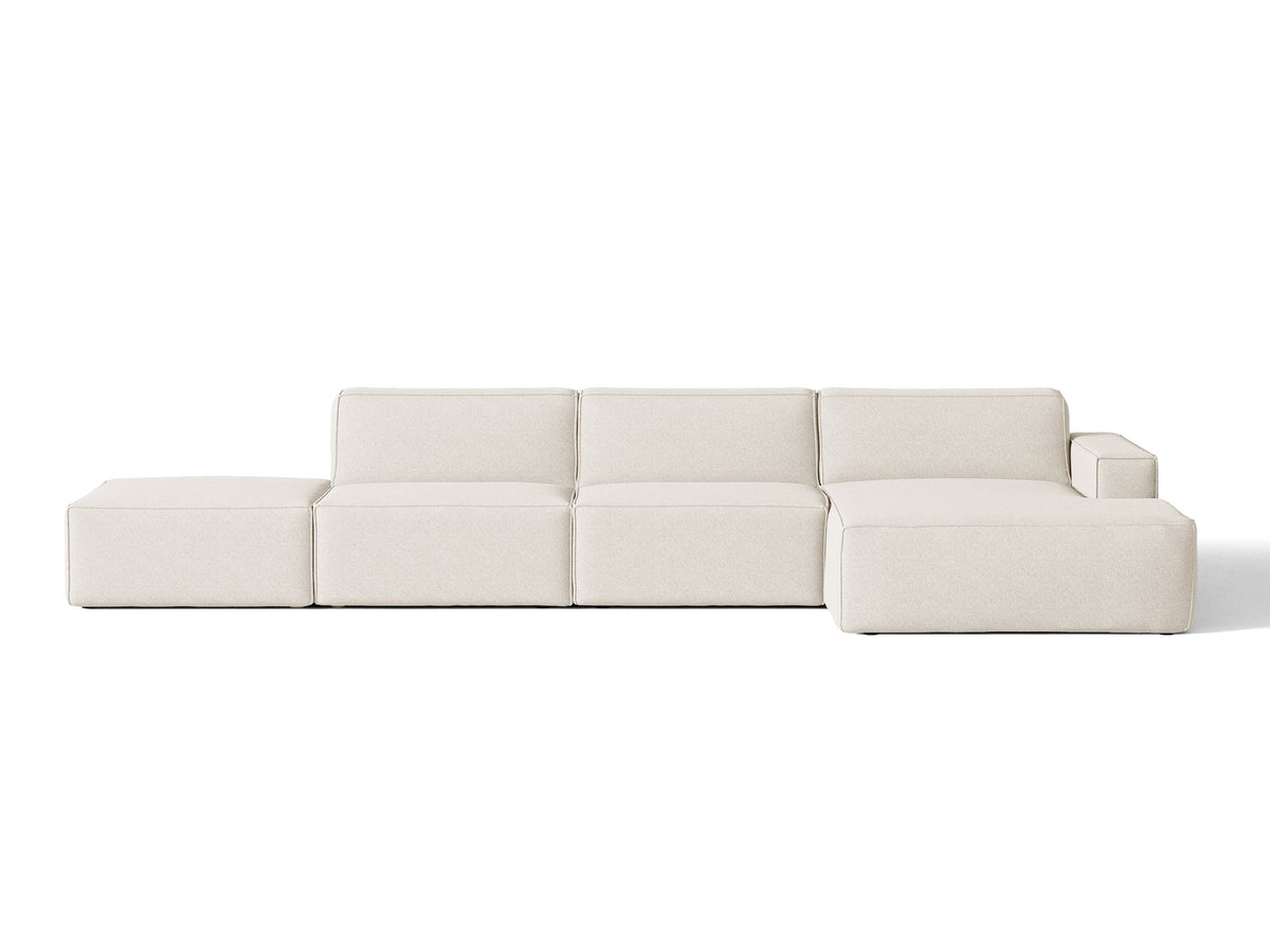 Modulares Ecksofa Jodie von Micadoni mit Stoffbezug, Holzrahmen und niedrigen schwarzen Beinen
