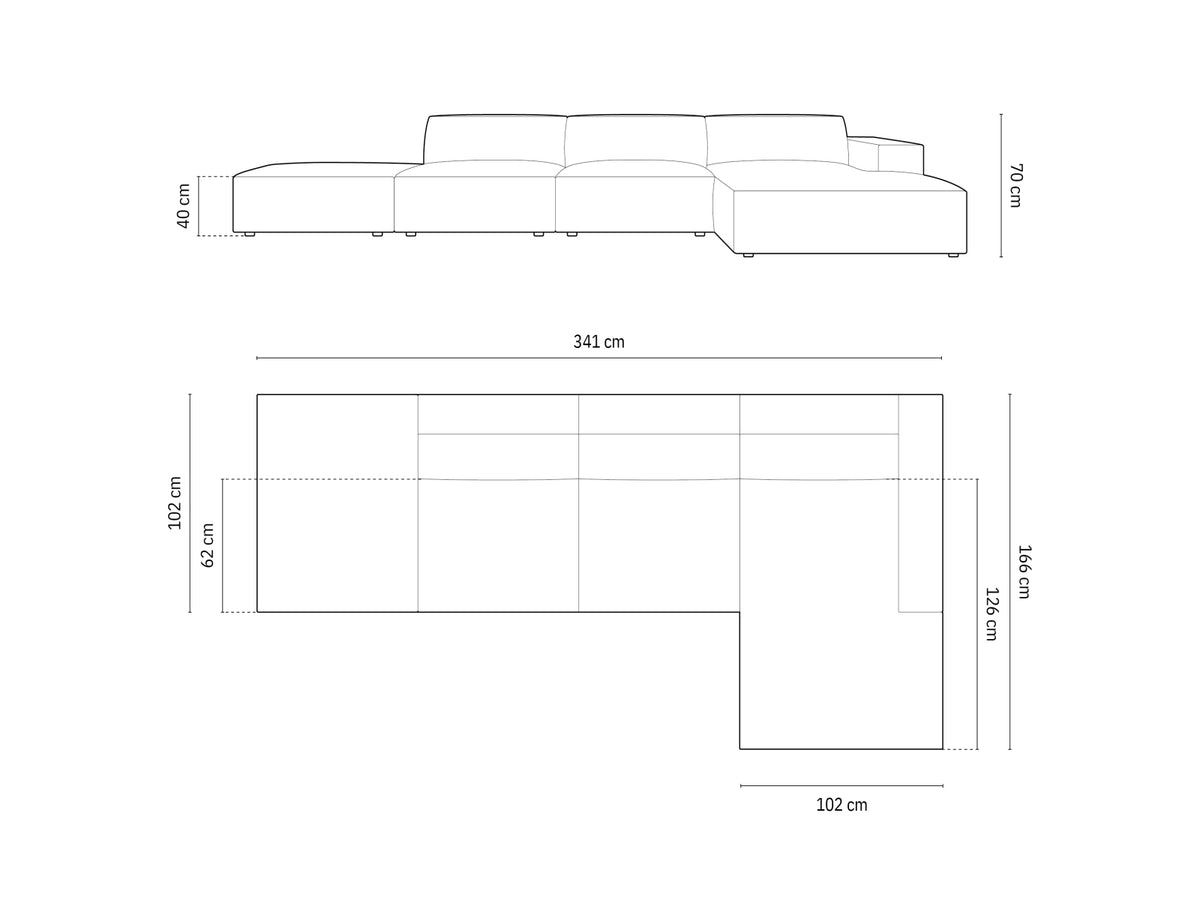 Jodie Modulares Ecksofa rechts 5 Sitzer in Light Beige-Megan präsentiert im Onlineshop von KAQTU Design AG. L-Sofa rechts ist von Micadoni