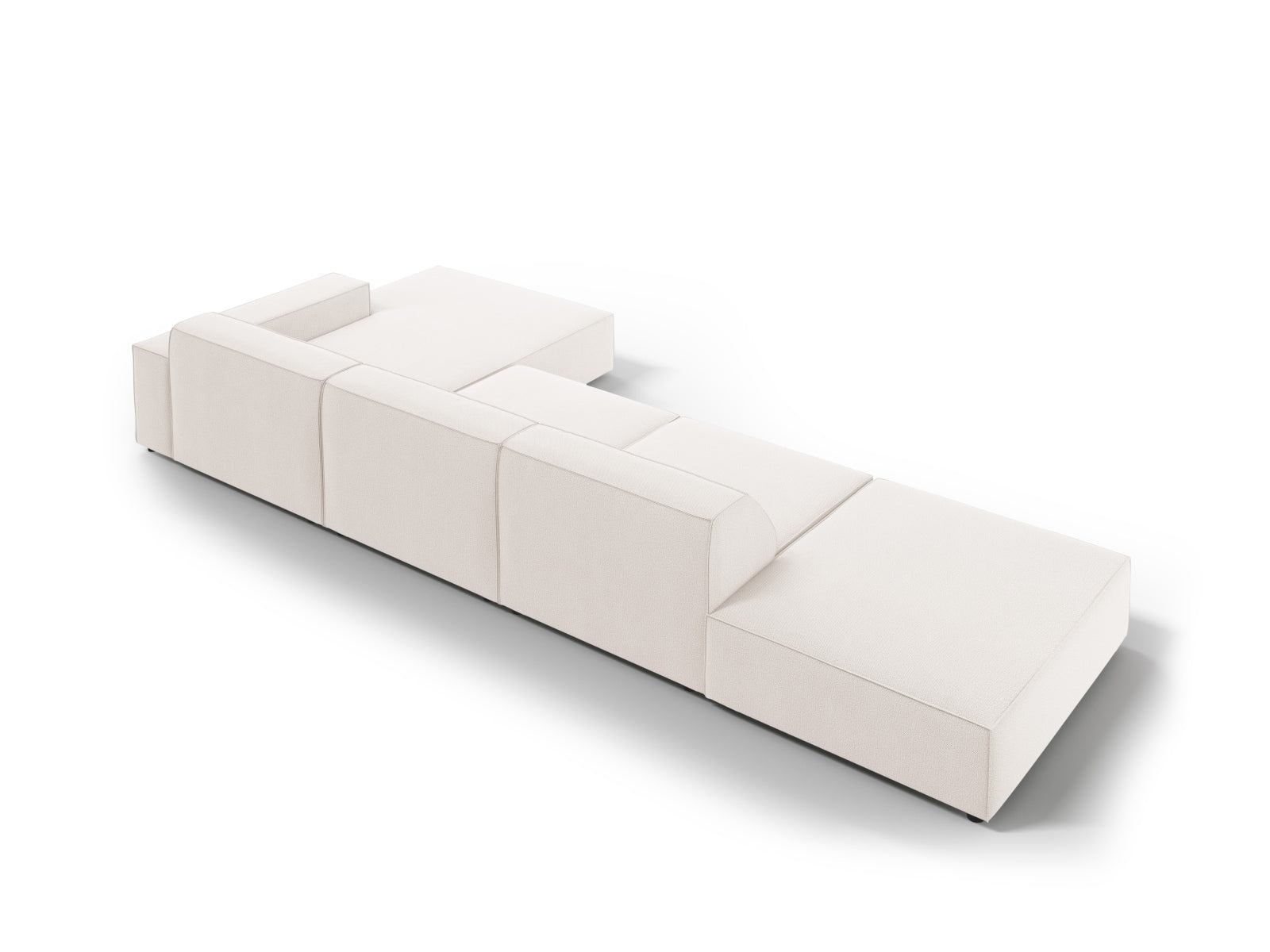 Modulares Ecksofa Jodie in sanftem Beige, 5-Sitzer von Micadoni, vereint modernes Design mit hohem Sitzkomfort für Ihr Zuhause.