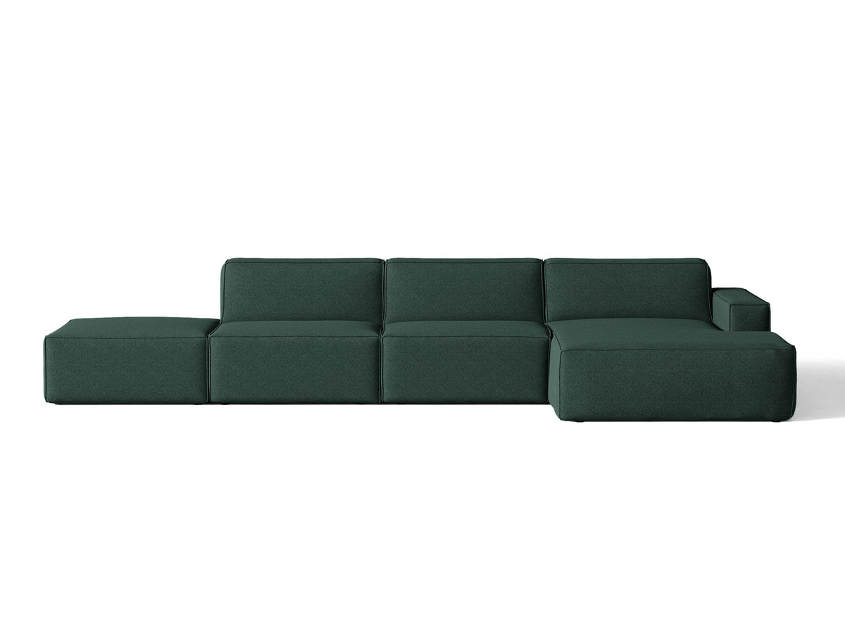 Modulares Ecksofa Jodie von Micadoni mit Stoffbezug, Holzrahmen und niedrigen schwarzen Beinen