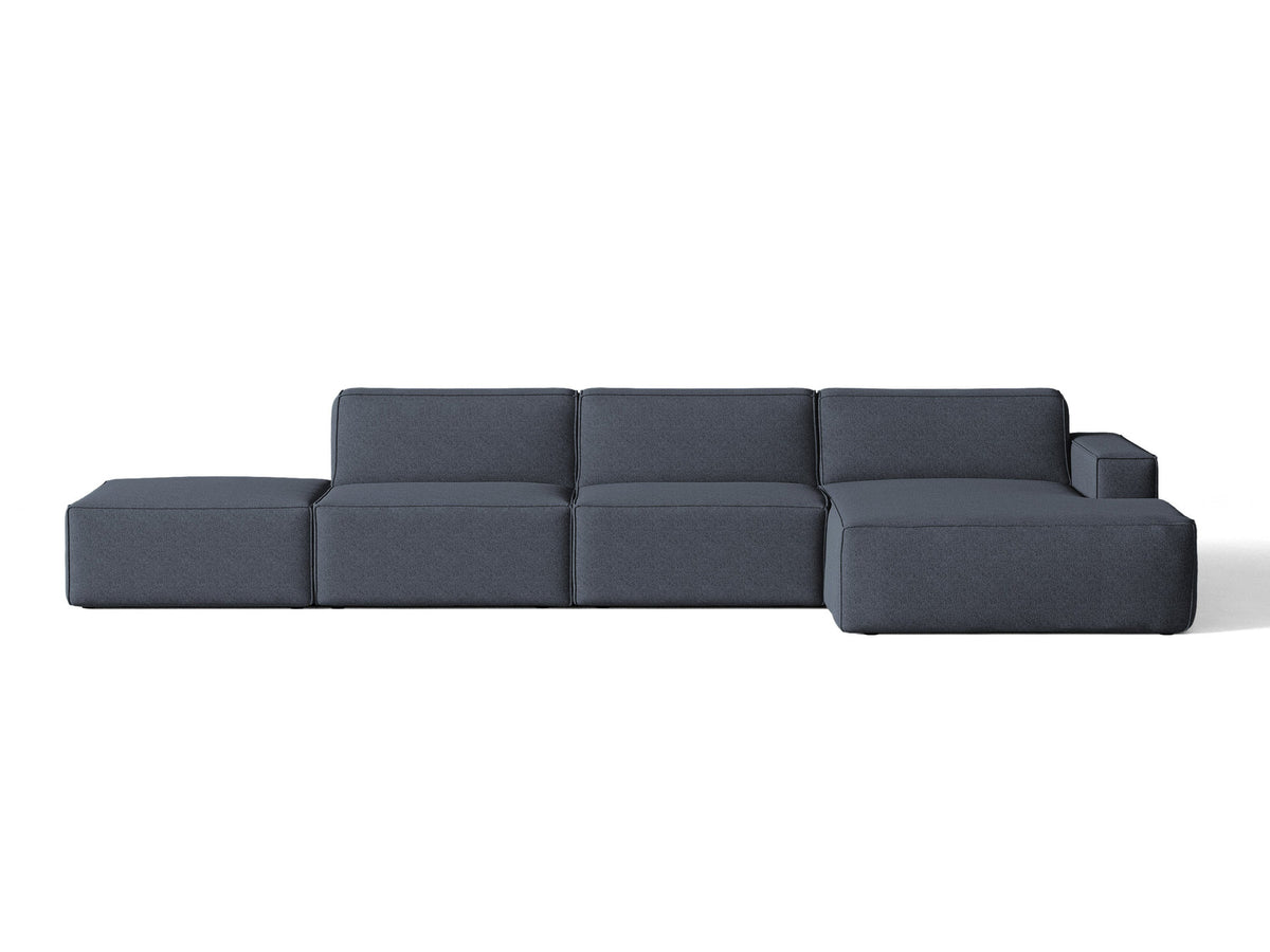 Modulares Ecksofa Jodie von Micadoni mit Stoffbezug, Holzrahmen und niedrigen schwarzen Beinen