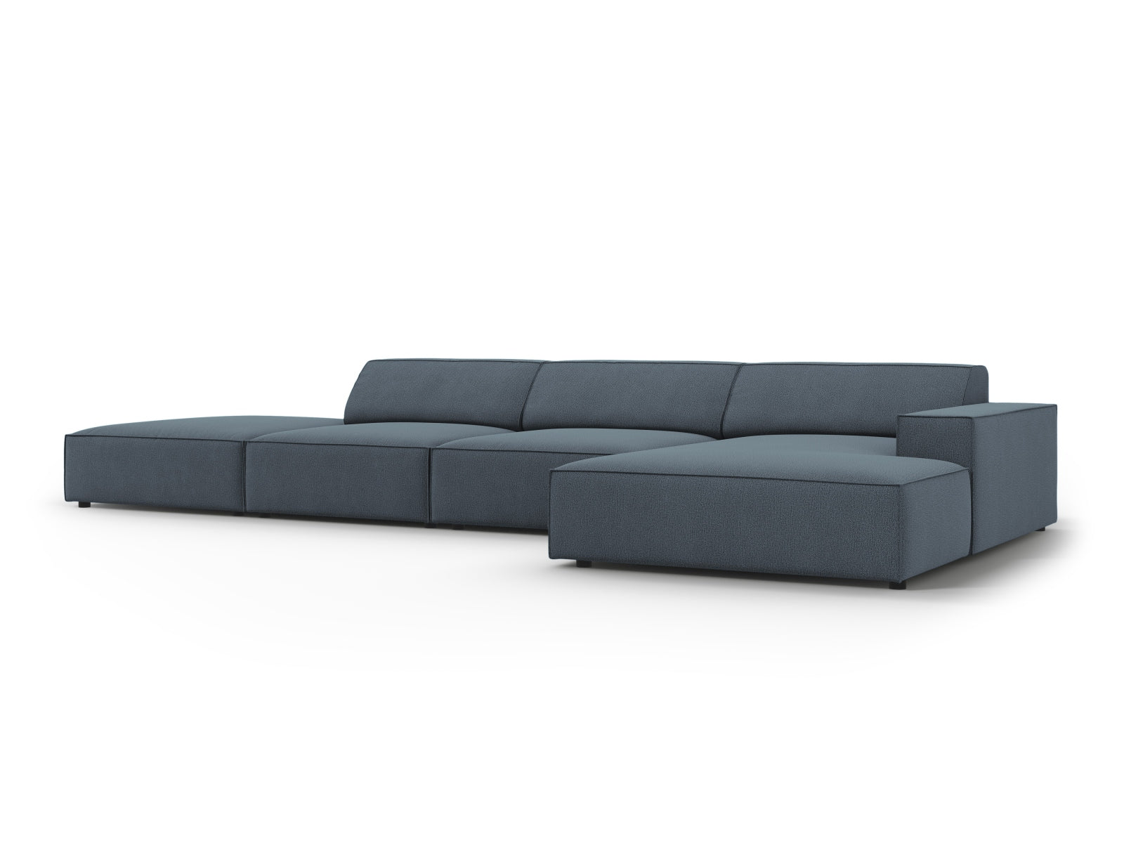 Elegantes, modulares Ecksofa Jodie in ansprechendem Blau, ideal für stilvolle Wohnräume. 5-Sitzer von Micadoni für entspannte Stunden.