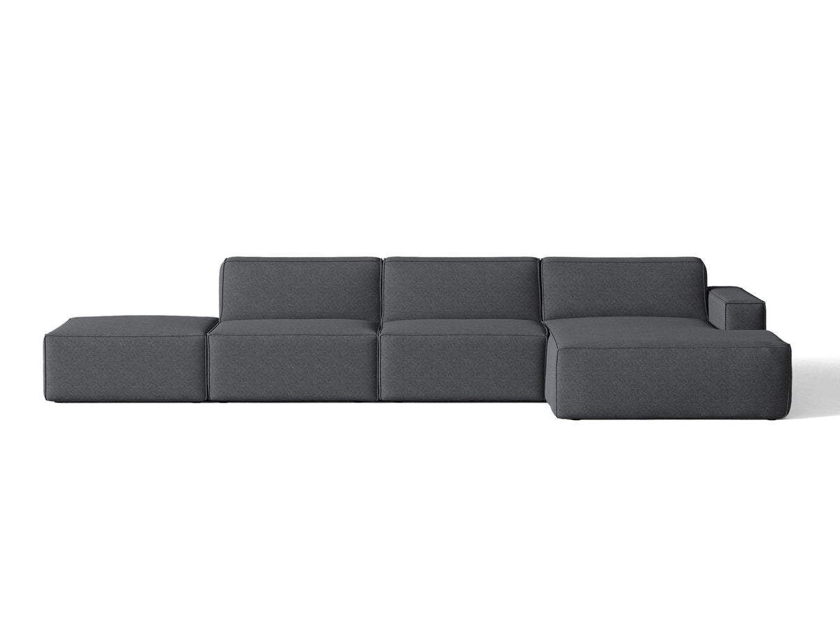 Modulares Ecksofa Jodie von Micadoni mit Stoffbezug, Holzrahmen und niedrigen schwarzen Beinen