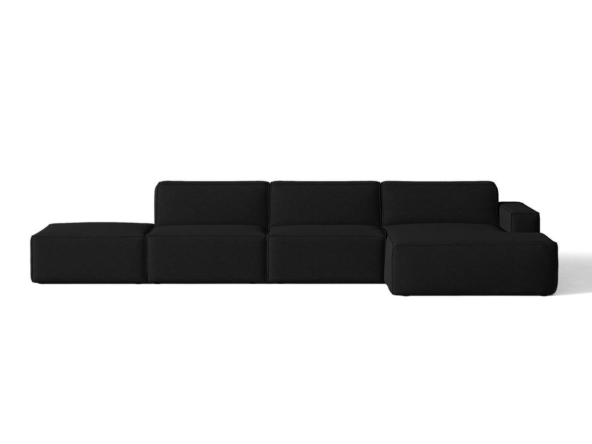 Modulares Ecksofa Jodie von Micadoni mit Stoffbezug, Holzrahmen und niedrigen schwarzen Beinen