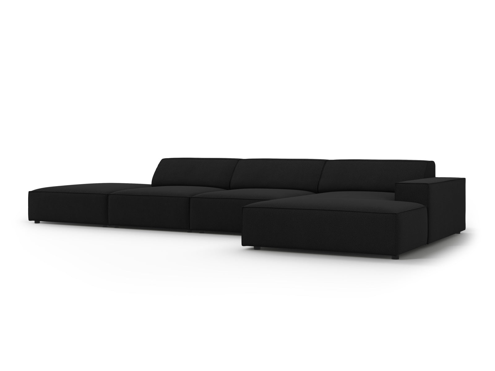 Elegantes, modulares Ecksofa Jodie in Schwarz, ideal für stilvolle Wohnräume. 5-Sitzer von Micadoni für maximalen Komfort und Flexibilität.