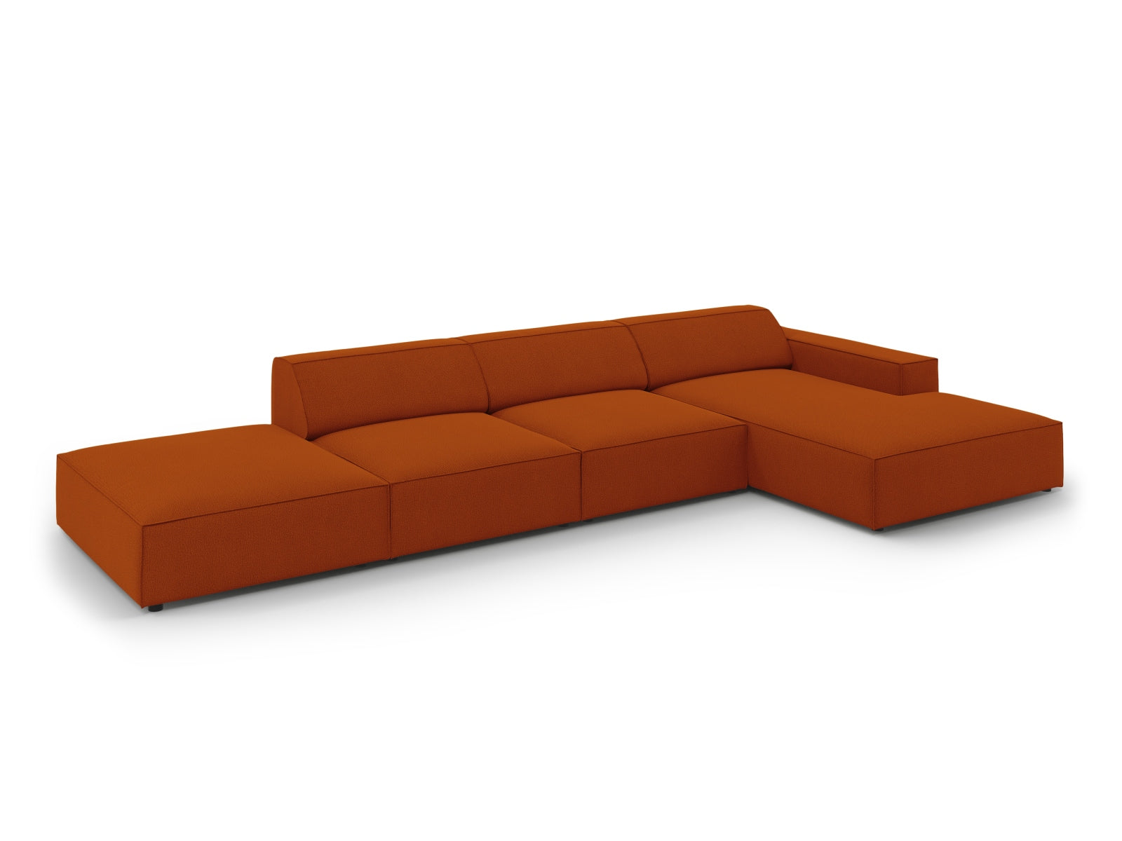 Stylisches Jodie Ecksofa in sanftem Terracotta, ideal für fünf Personen, kombiniert Komfort und modernes Design für jeden Wohnraum.