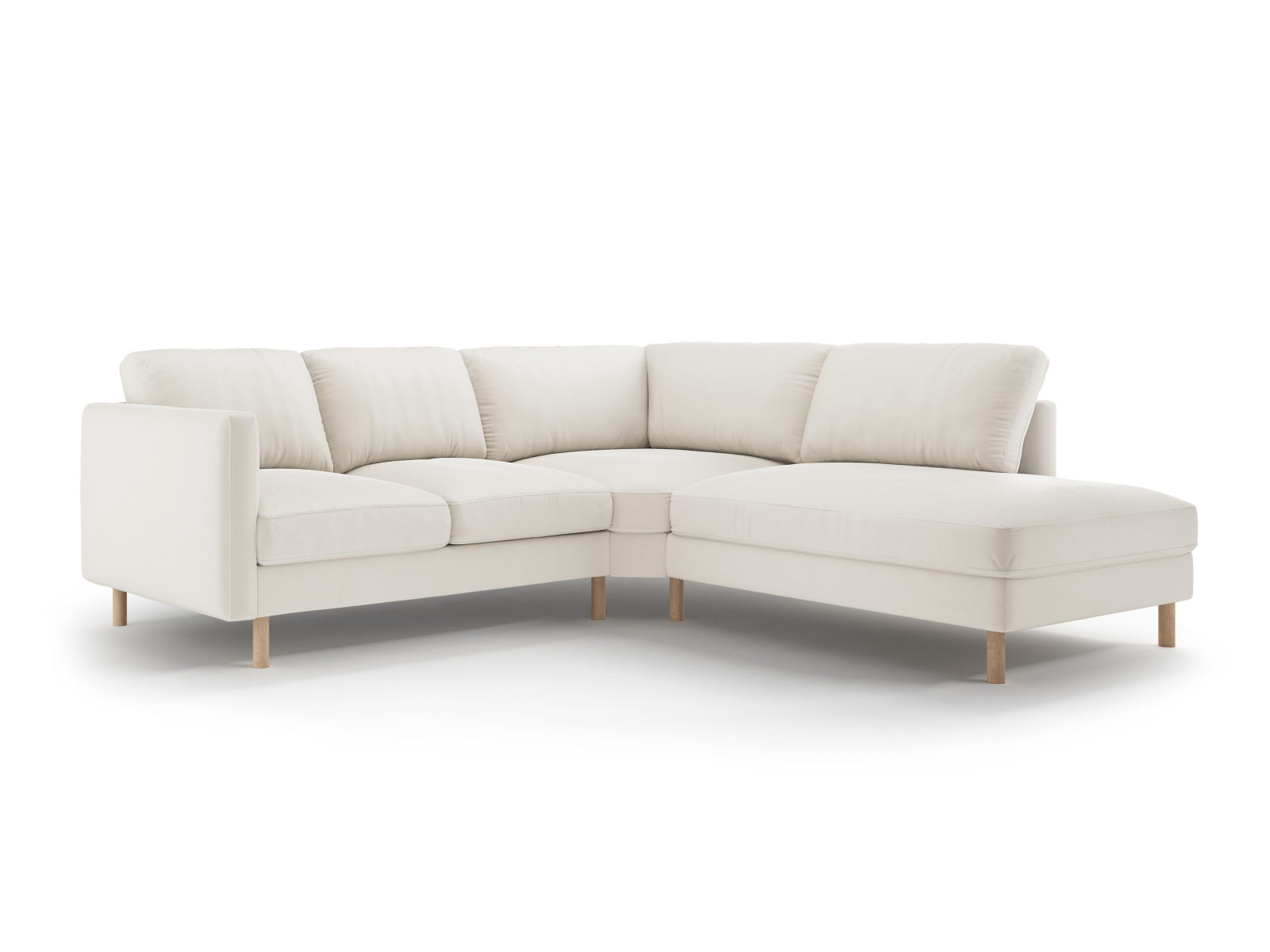 Eden Velour Ecksofa rechts 4 Sitzer in Beige präsentiert im Onlineshop von KAQTU Design AG. Ecksofa rechts ist von Micadoni