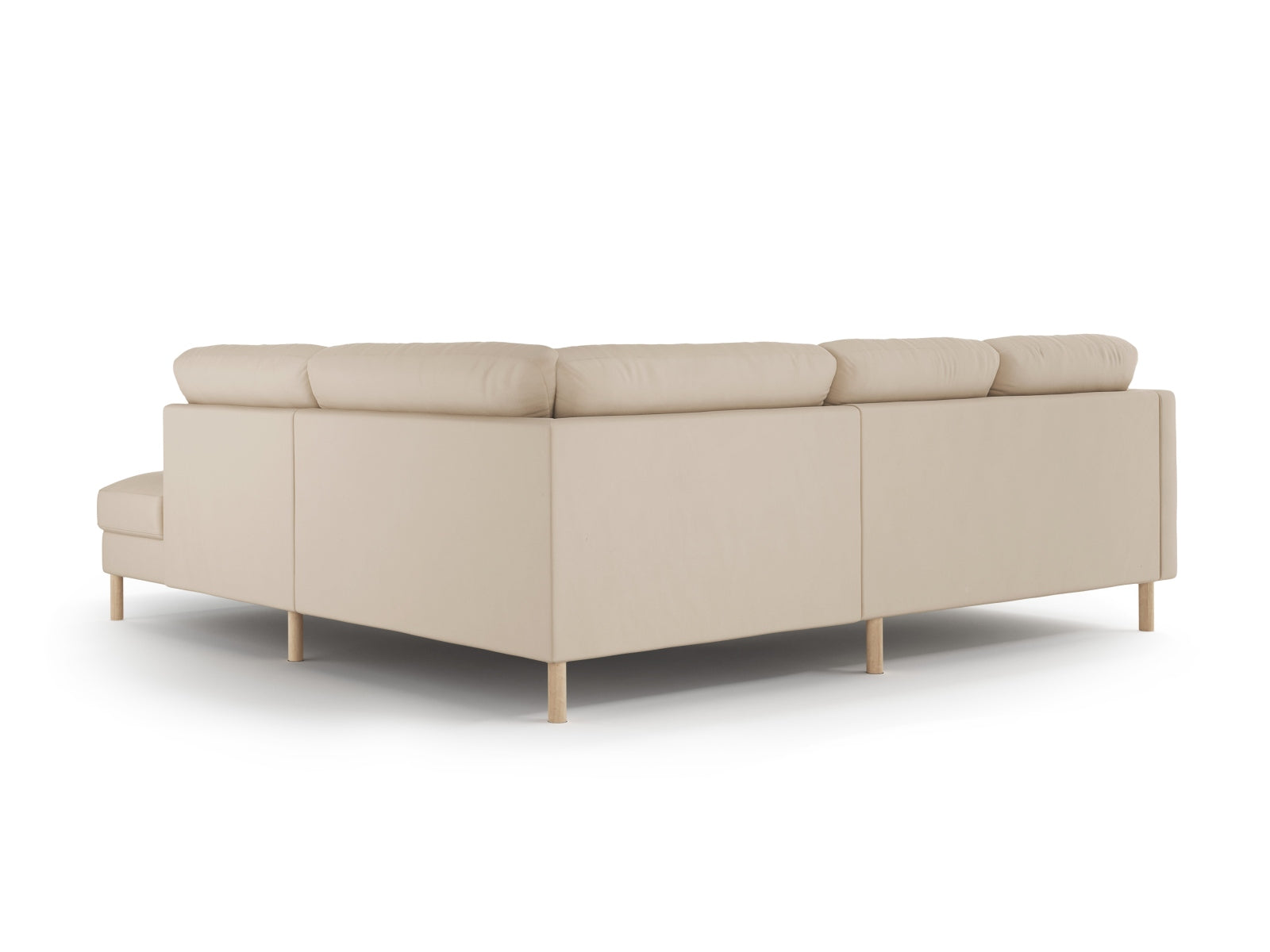 Elegantes Eden Velour Ecksofa rechts, 4-Sitzer in sanftem Nude, ideal für entspannte Stunden und geschmackvolle Wohnräume von Micadoni.