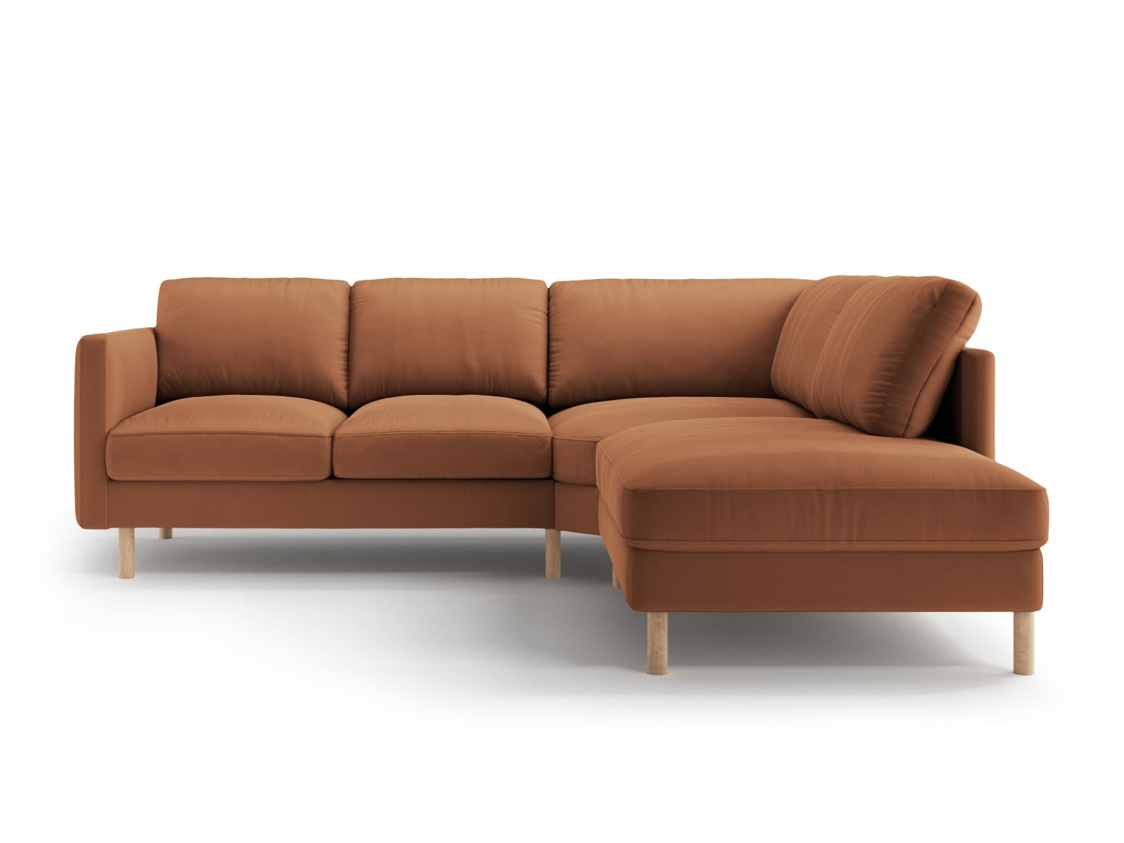Modernes Eden Velour Ecksofa rechts, 4-Sitzer, perfekt für gemütliche Abende und stilvolle Einrichtung in jedem Wohnzimmer.