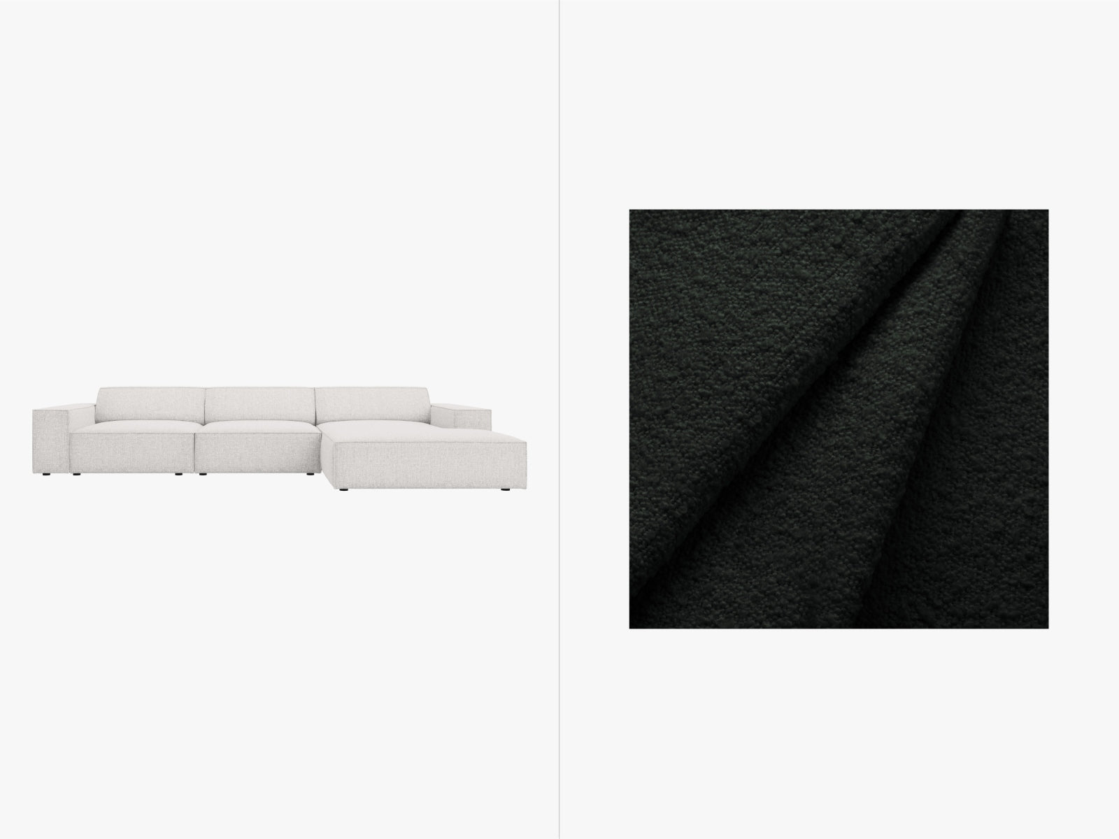 Elegantes Jodie Boucle modulares Ecksofa rechts, 4-Sitzer von Micadoni, ideal für moderne Wohnräume, mit hochwertiger Boucle-Oberfläche.