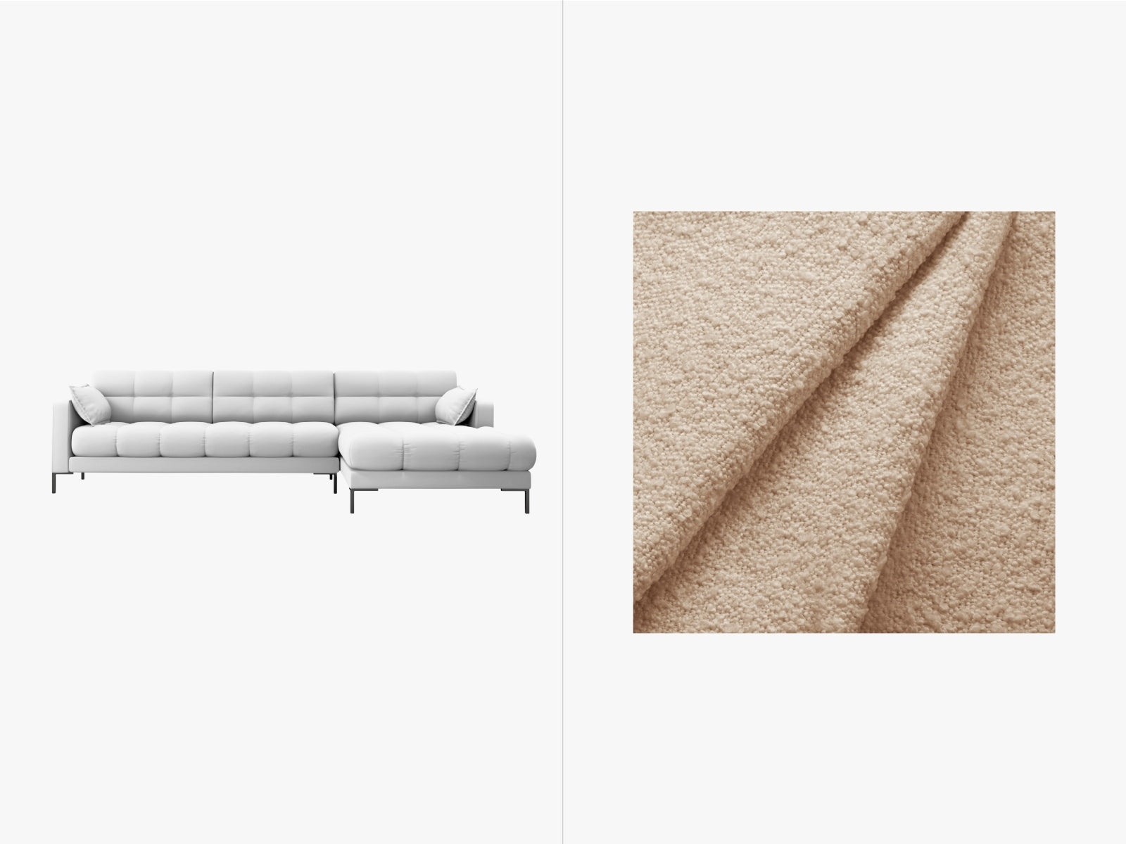 Mamaia Ecksofa rechts 5 Sitzer in Beige/Schwarz-Baloo präsentiert im Onlineshop von KAQTU Design AG. L-Sofa rechts ist von Micadoni