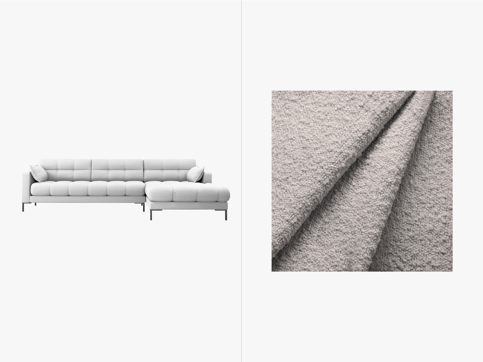 Mamaia Ecksofa rechts 5 Sitzer in Light Grey/Schwarz-Baloo präsentiert im Onlineshop von KAQTU Design AG. L-Sofa rechts ist von Micadoni
