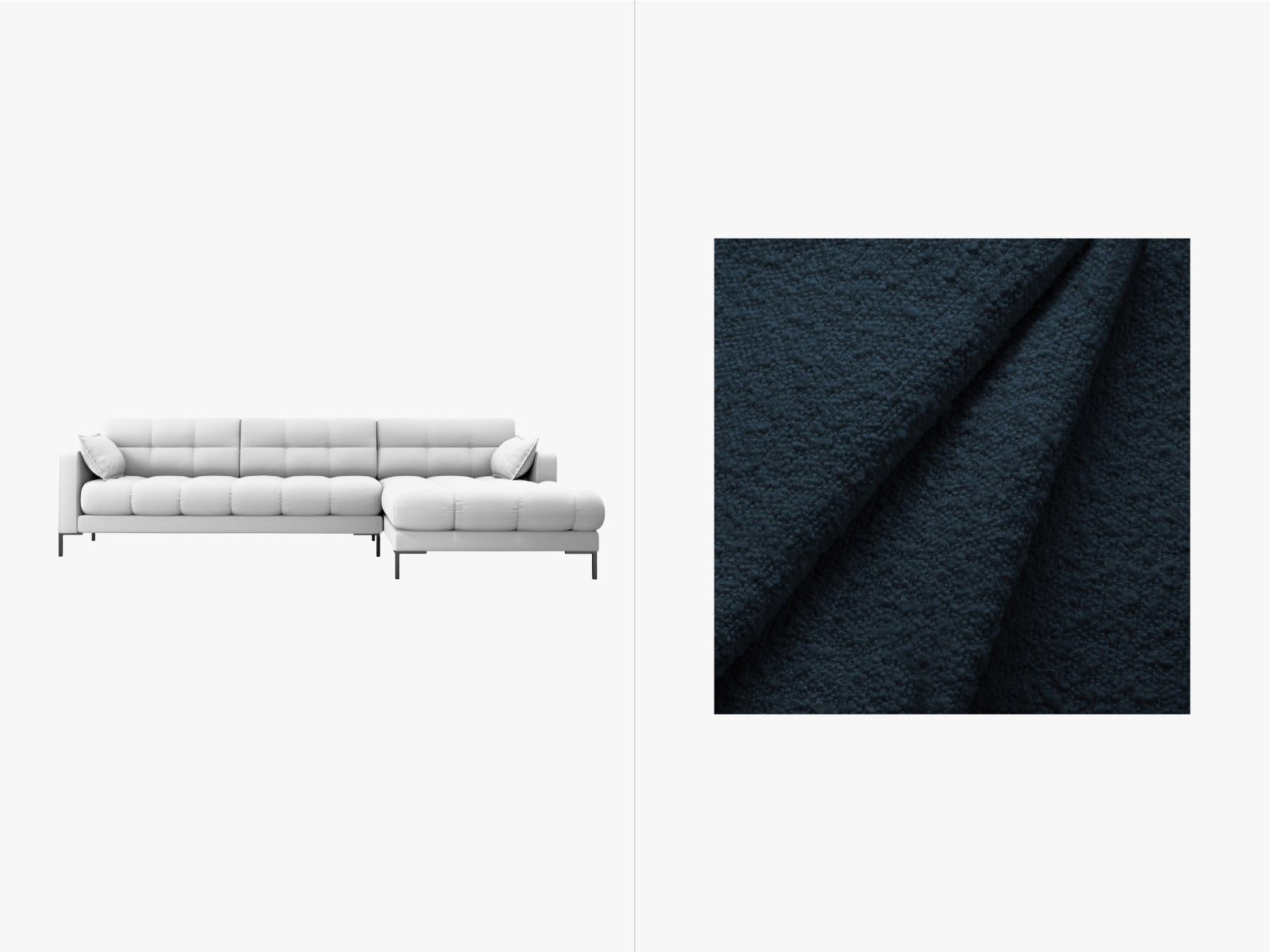 Mamaia Ecksofa rechts 5 Sitzer in Dark Blue/Schwarz-Baloo präsentiert im Onlineshop von KAQTU Design AG. L-Sofa rechts ist von Micadoni