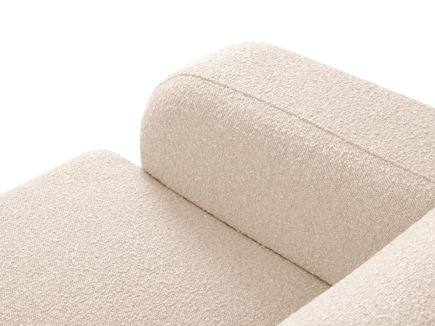 Elegantes, beiges Ecksofa Molino Boucle, 4-Sitzer, rechts, von Micadoni. Perfekte Kombination aus modernem Stil und behaglichem Sitzkomfort.