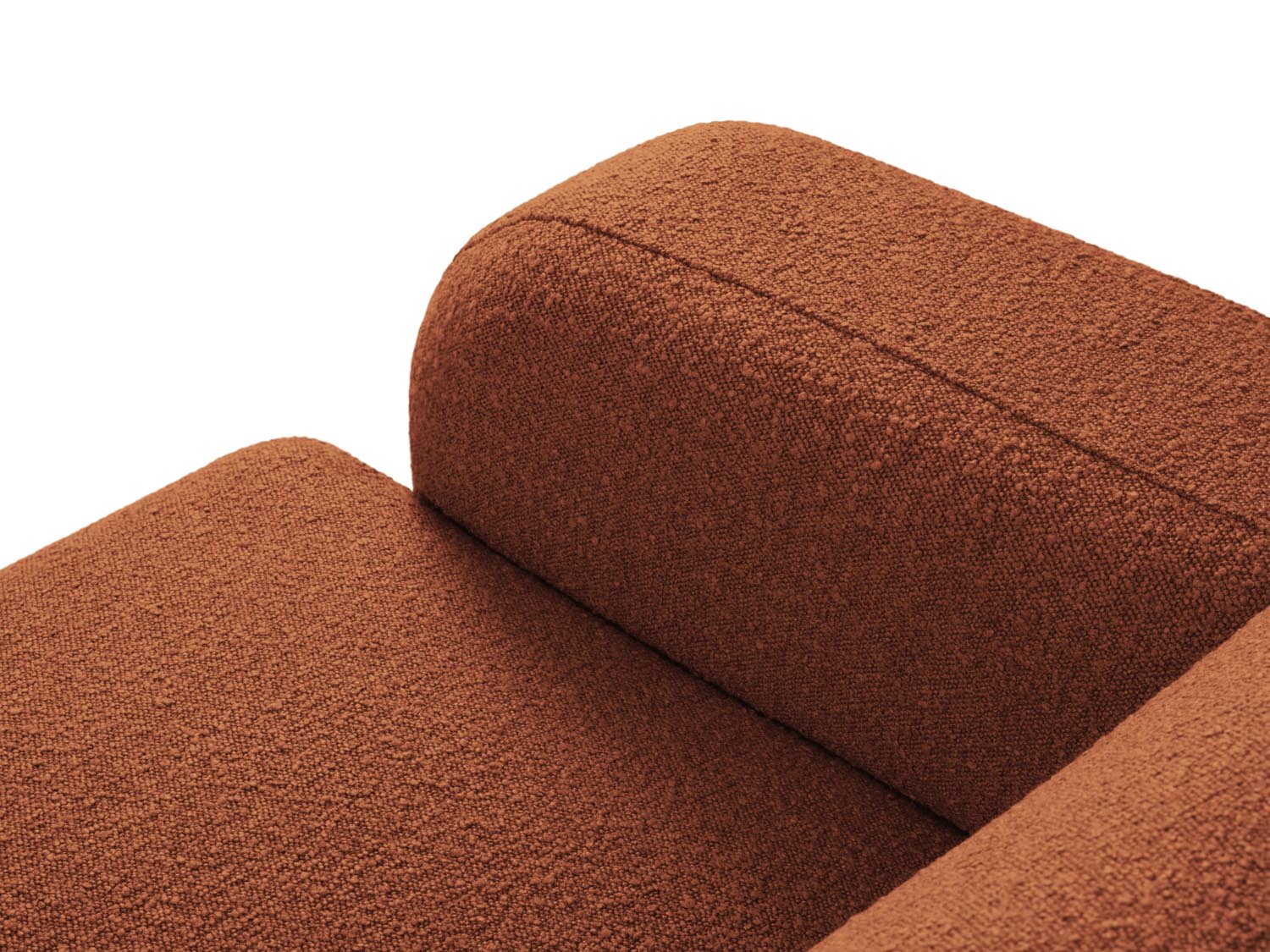 Rechtsseitiges 4-Sitzer Ecksofa Molino Boucle in warmem Terracotta, perfekt für gemütliche und moderne Wohnambiente.