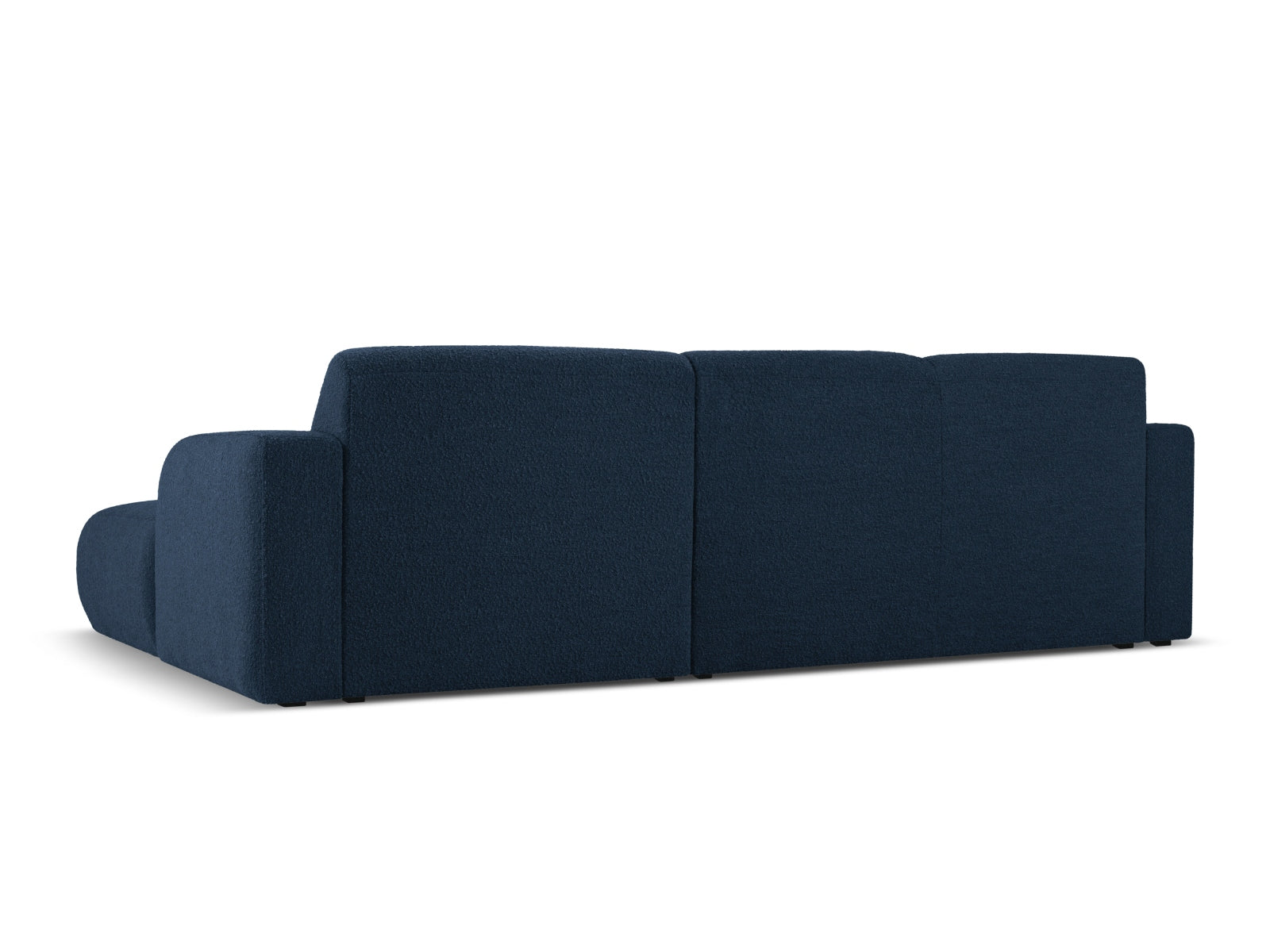 Modernes 4-Sitzer Ecksofa Molino Boucle rechts in Dunkelblau, ideal für stilvolle Wohnräume und gemütliche Abende.