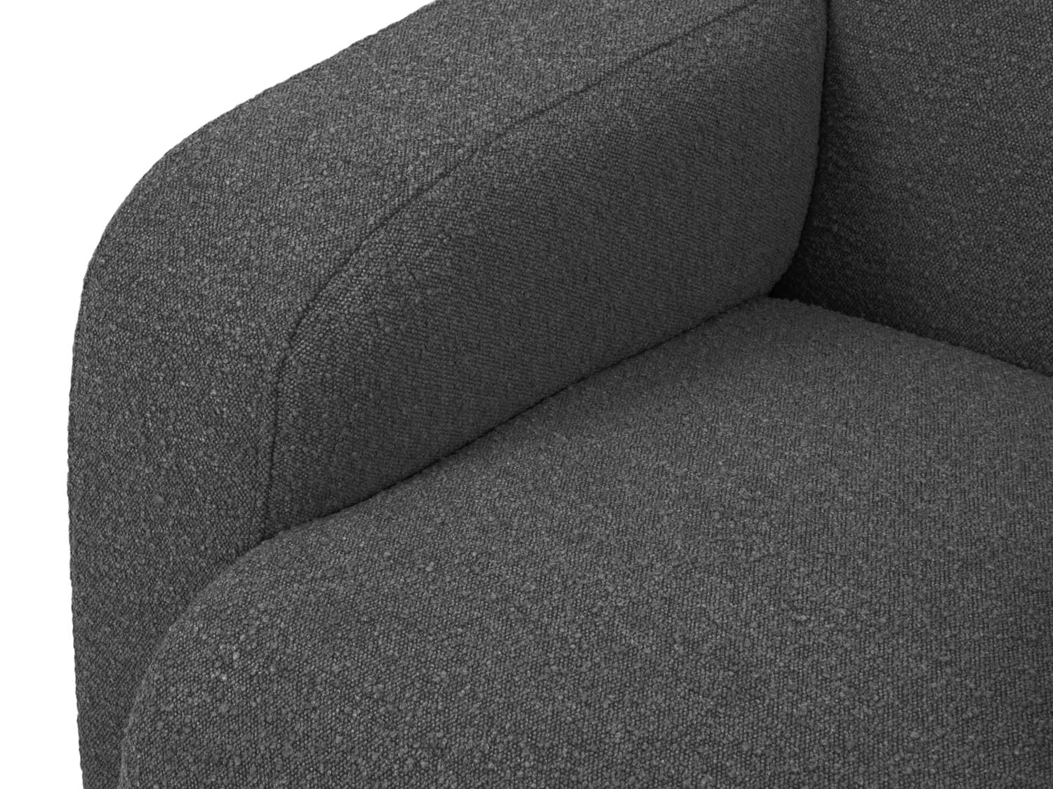 Stylisches, rechteckiges Ecksofa Molino Boucle in Dunkelgrau von Micadoni, 4-Sitzer, ideal für stilvolle und komfortable Wohnräume.