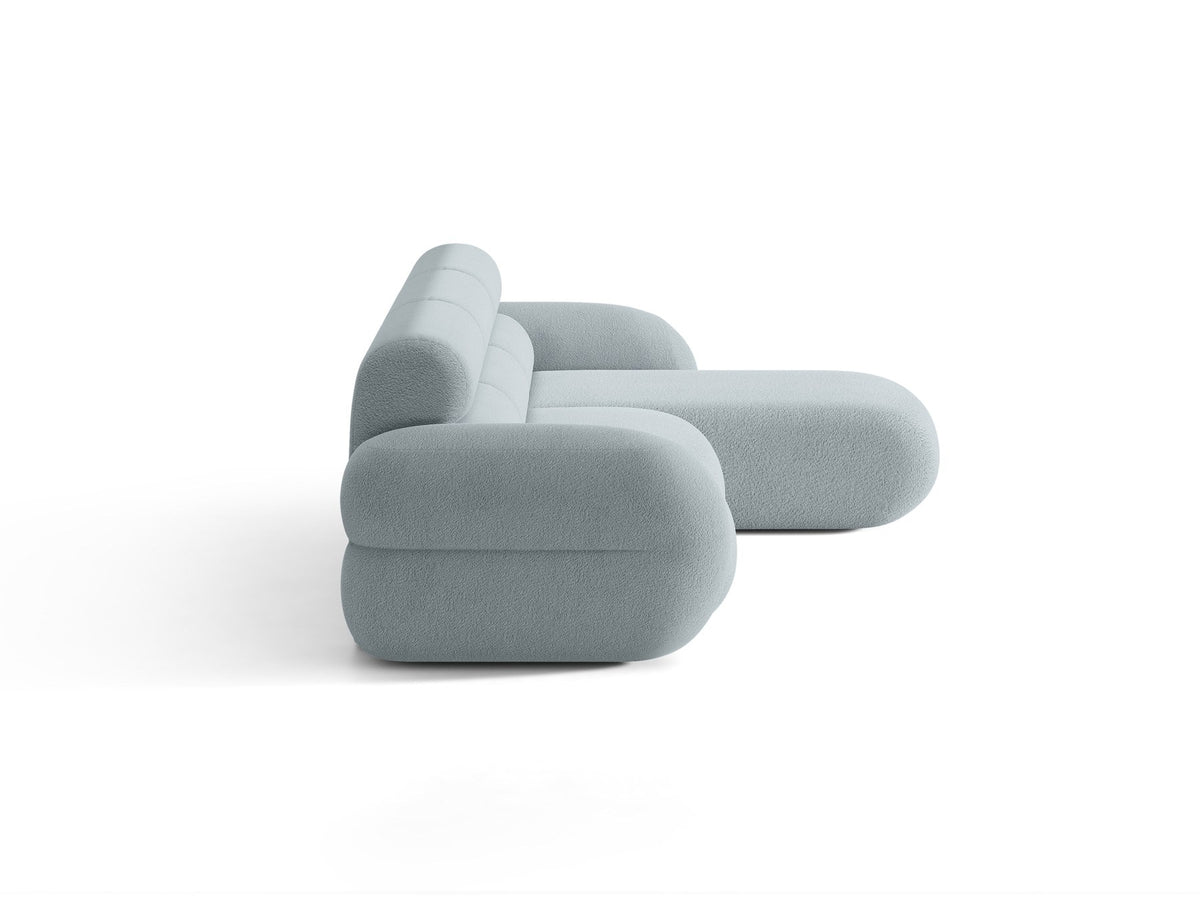 Neo Linkes Ecksofa von Micadoni in dunklem Olivgrün, L-Form mit hoher Rückenlehne, strukturiertem Baloo-Stoff und schwarzen Kunststoffbeinen.