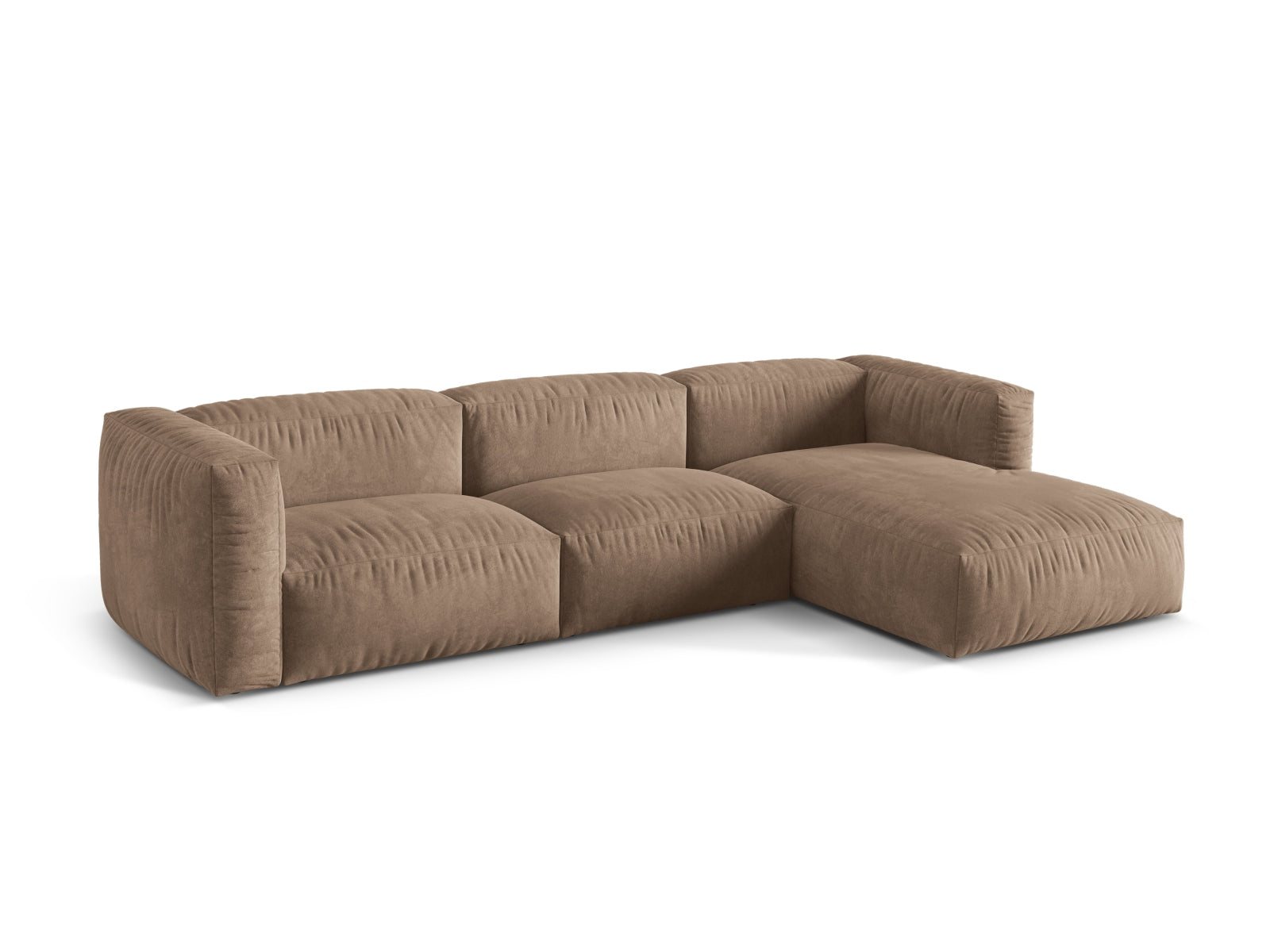 Elegantes Martina Ecksofa in Dark Beige-Vogue, 3-Sitzer, modulares Design, ideal für stilvolle Wohnräume, erhältlich bei KAQTU Design AG.
