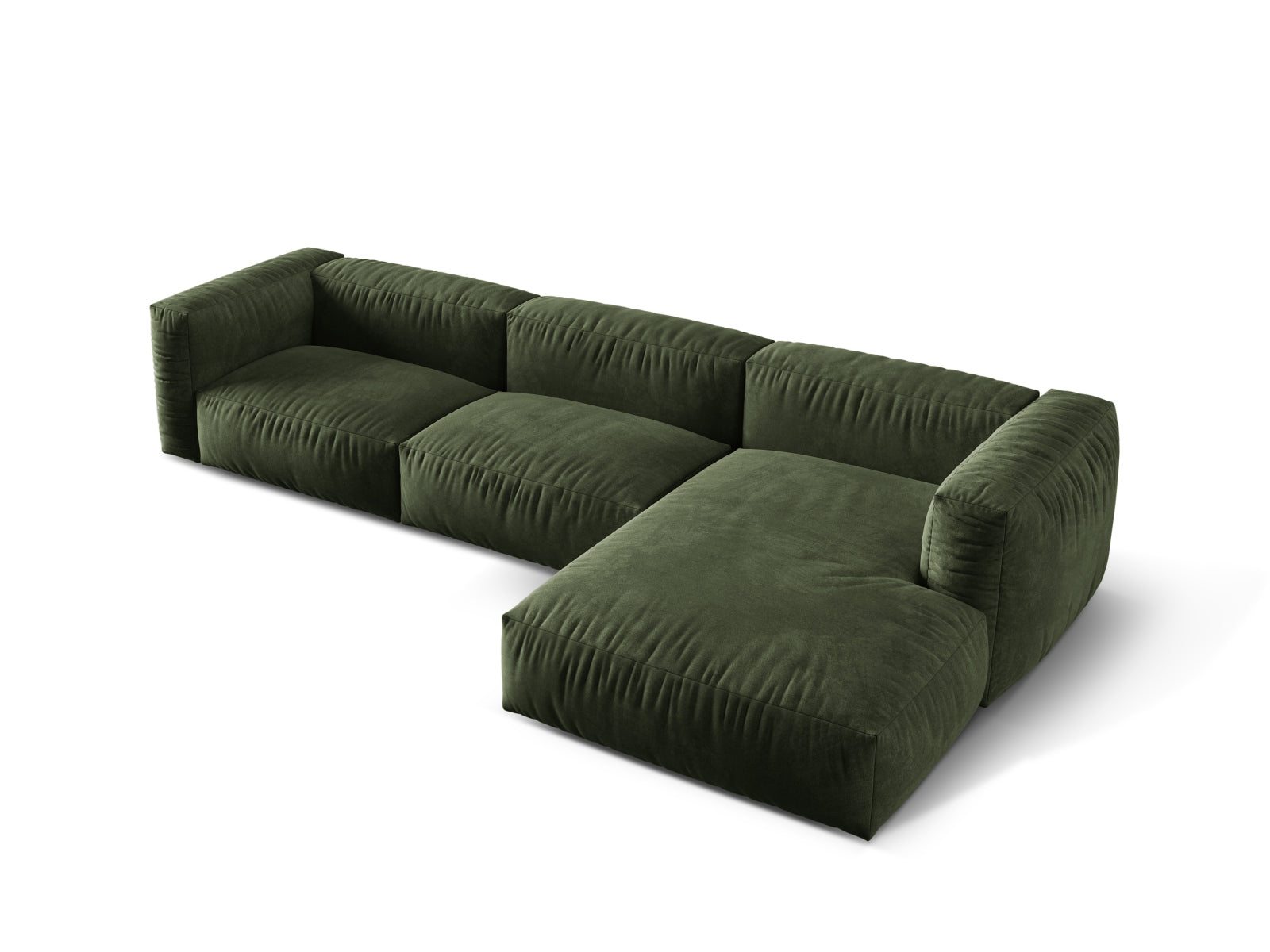 Stylisches Martina L-Sofa in Green-Vogue, 3-Sitzer, perfekt für zeitgemäße Einrichtungen. Hochwertige Materialien von Micadoni.
