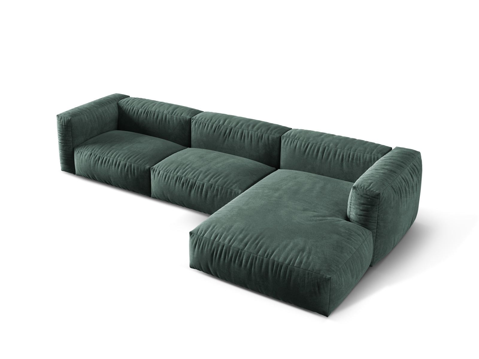 Modernes, rechteckiges Ecksofa in Petrol-Vogue, 3-Sitzer, perfekt für gemütliche Wohnzimmer. Flexibles Design von Micadoni.