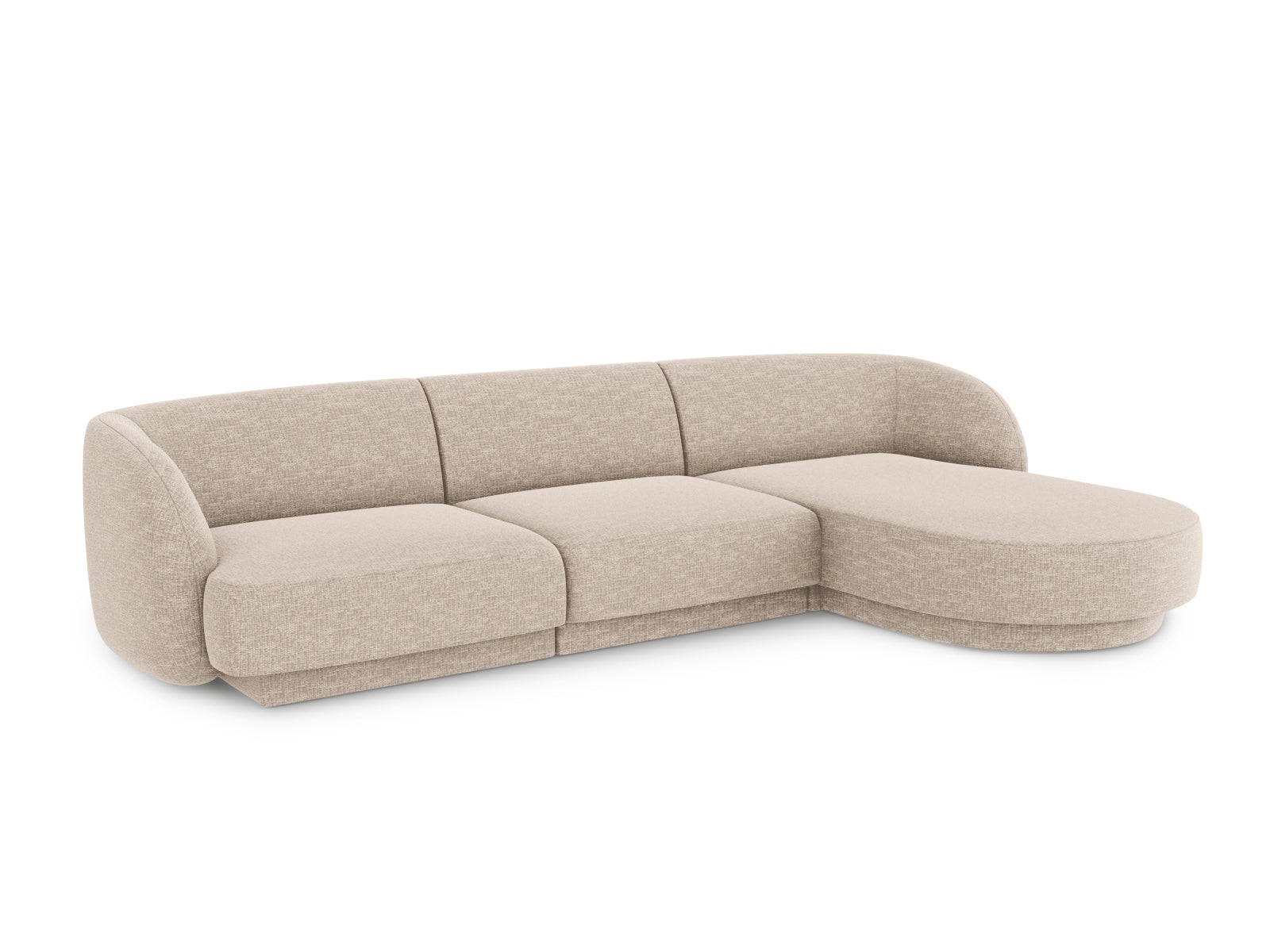 Beige Miley Ecksofa rechts, 4-Sitzer, stilvolles L-Sofa von Micadoni, ideal für moderne Wohnräume, bequem und elegant.