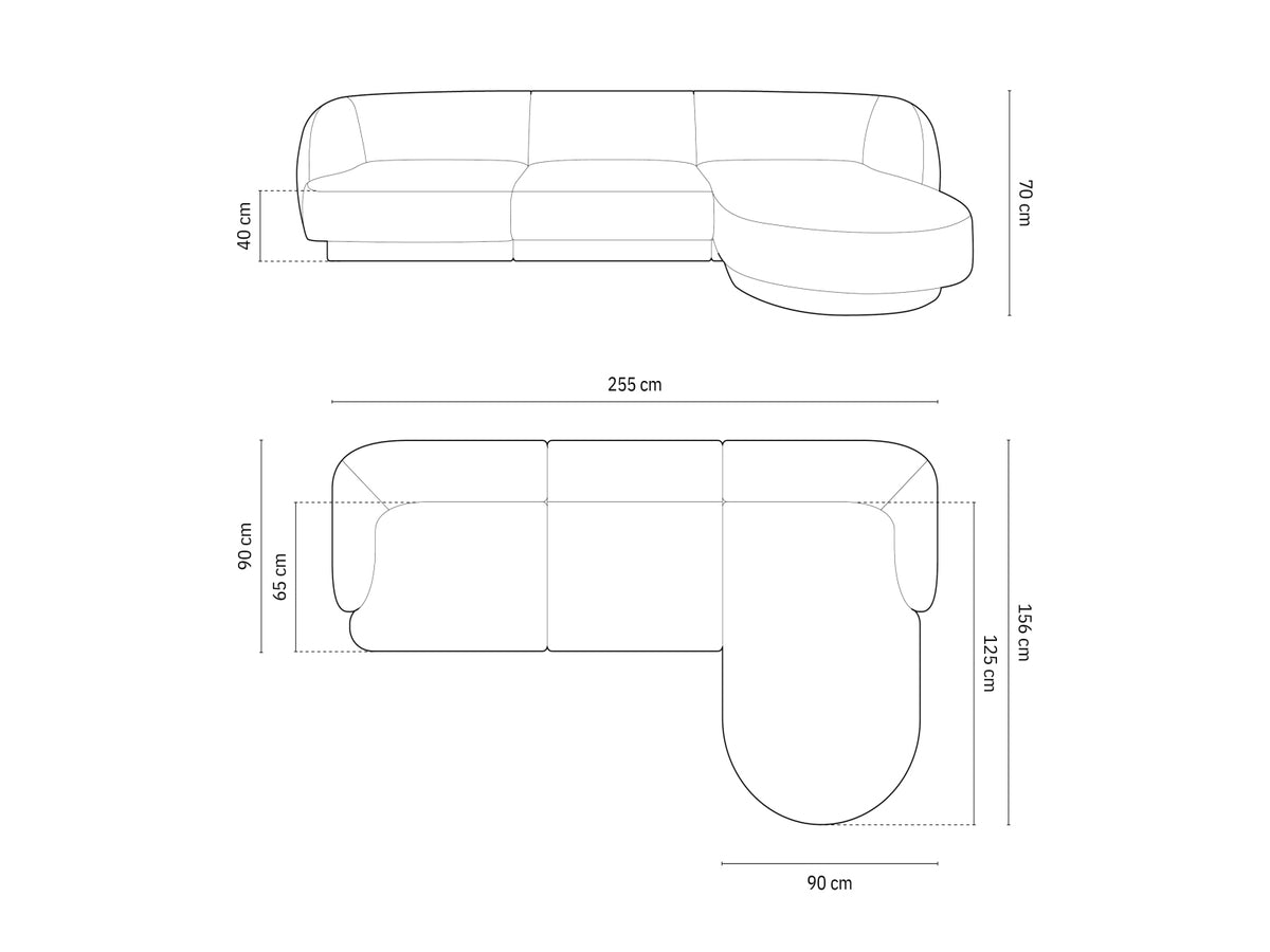 Miley Ecksofa rechts 4 Sitzer in Petrol-Haga präsentiert im Onlineshop von KAQTU Design AG. L-Sofa rechts ist von Micadoni
