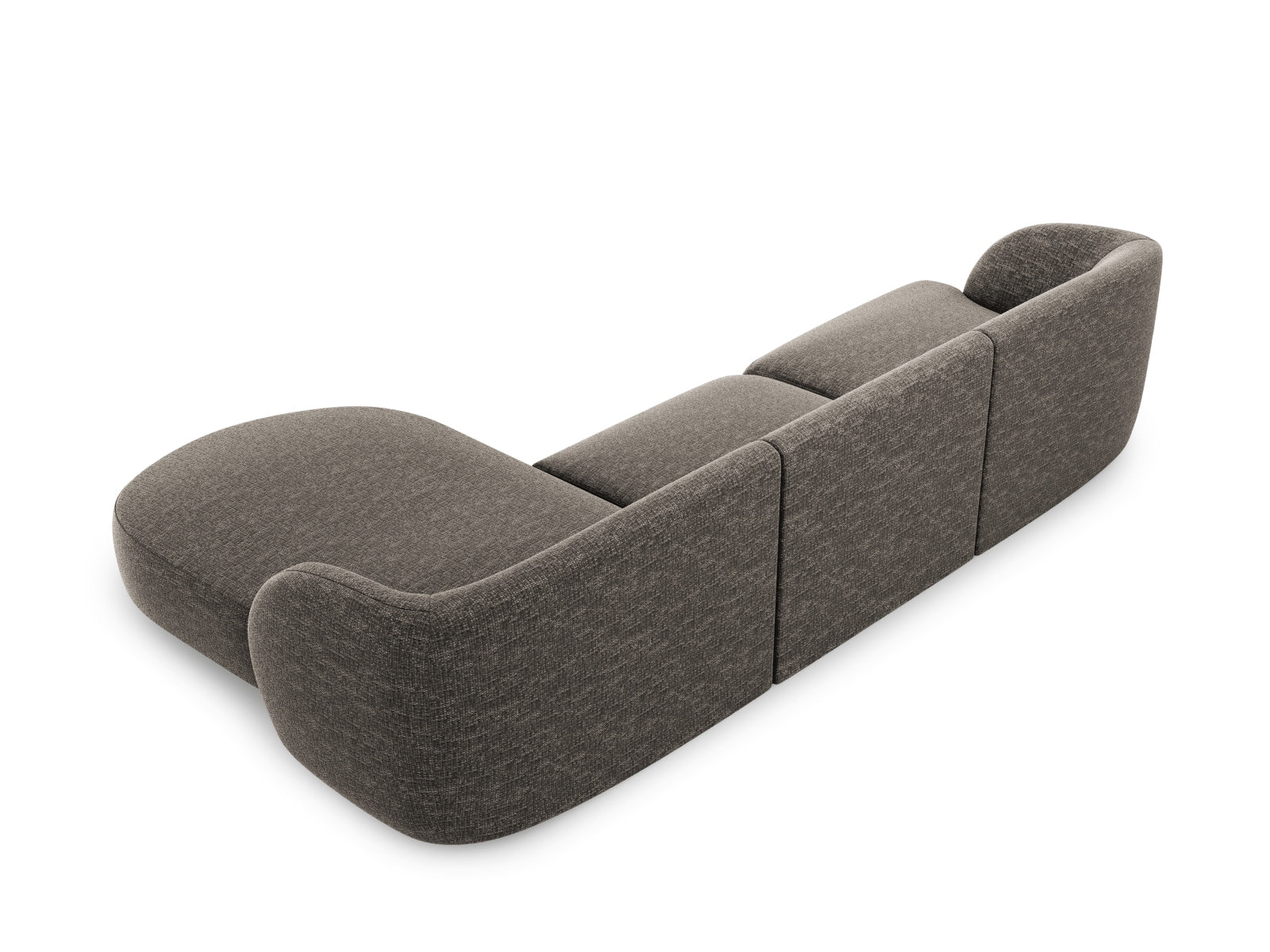 Gemütliches Miley Ecksofa rechts, 4-Sitzer in zeitlosem Grau, perfekt für stilvolle Wohnzimmer. Exzellente Qualität von Micadoni.