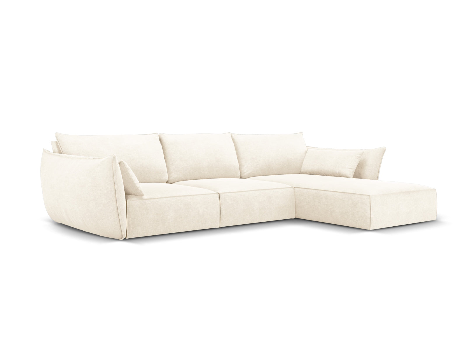 Elegantes Kaelle Ecksofa rechts, 4-Sitzer in hellem Beige, ideal für stilvolle Wohnräume. Hochwertige Verarbeitung von Micadoni.