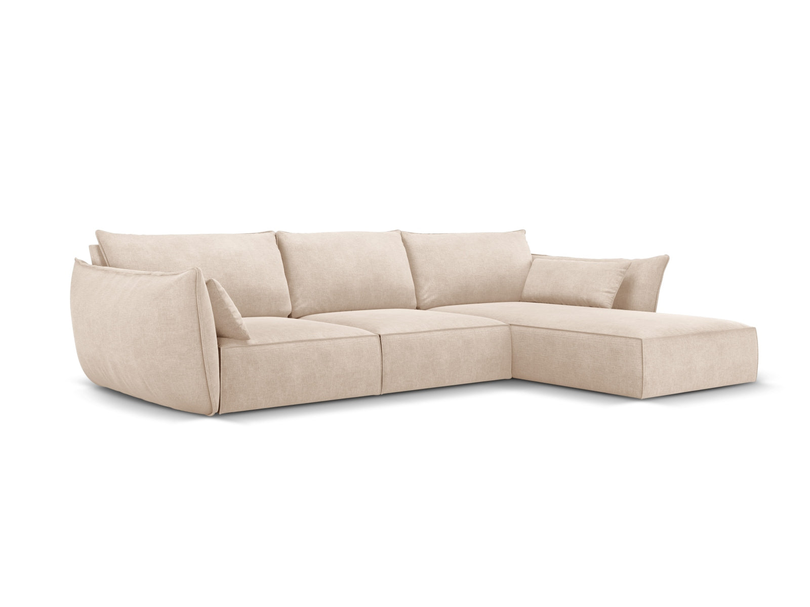 Beige Kaelle Ecksofa rechts 4 Sitzer von Micadoni, stilvolles L-Sofa für modernen Wohnraum, bequem und elegant, ideal für entspannte Abende.