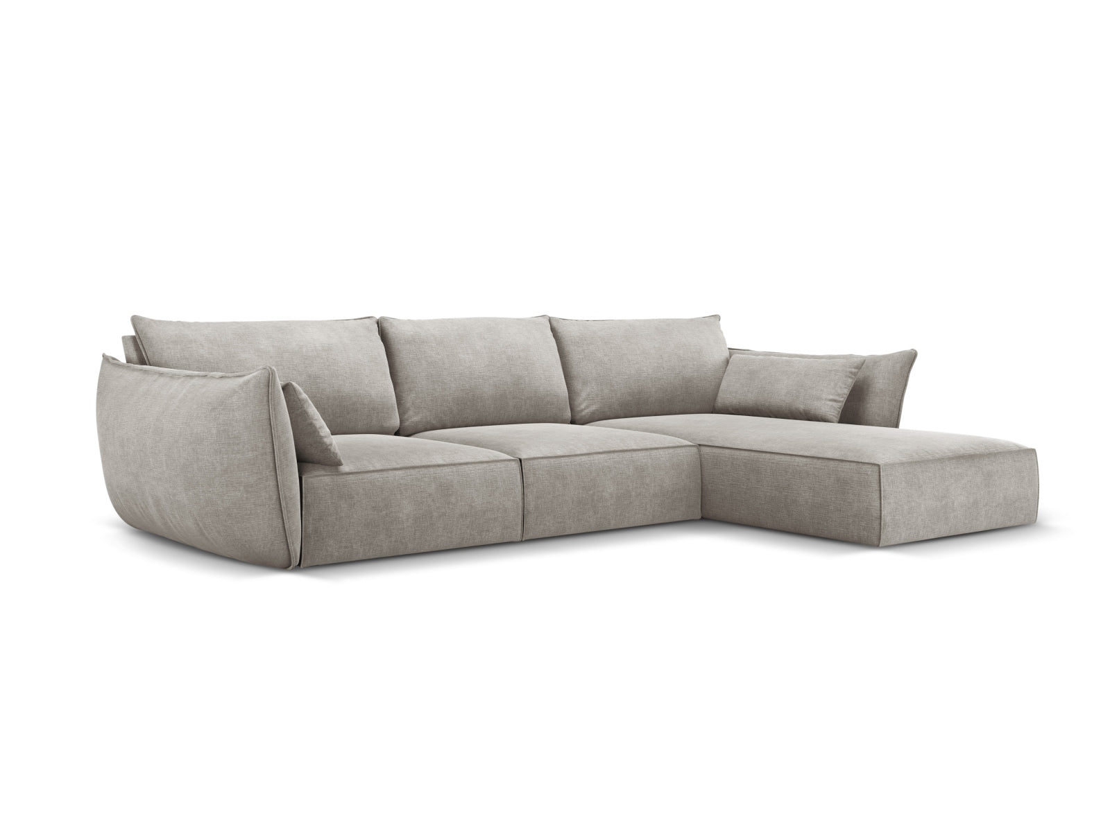 Stylisches Kaelle Ecksofa rechts, 4-Sitzer in hellem Grau, ideal für moderne Wohnräume. Hochwertige Verarbeitung von Micadoni.