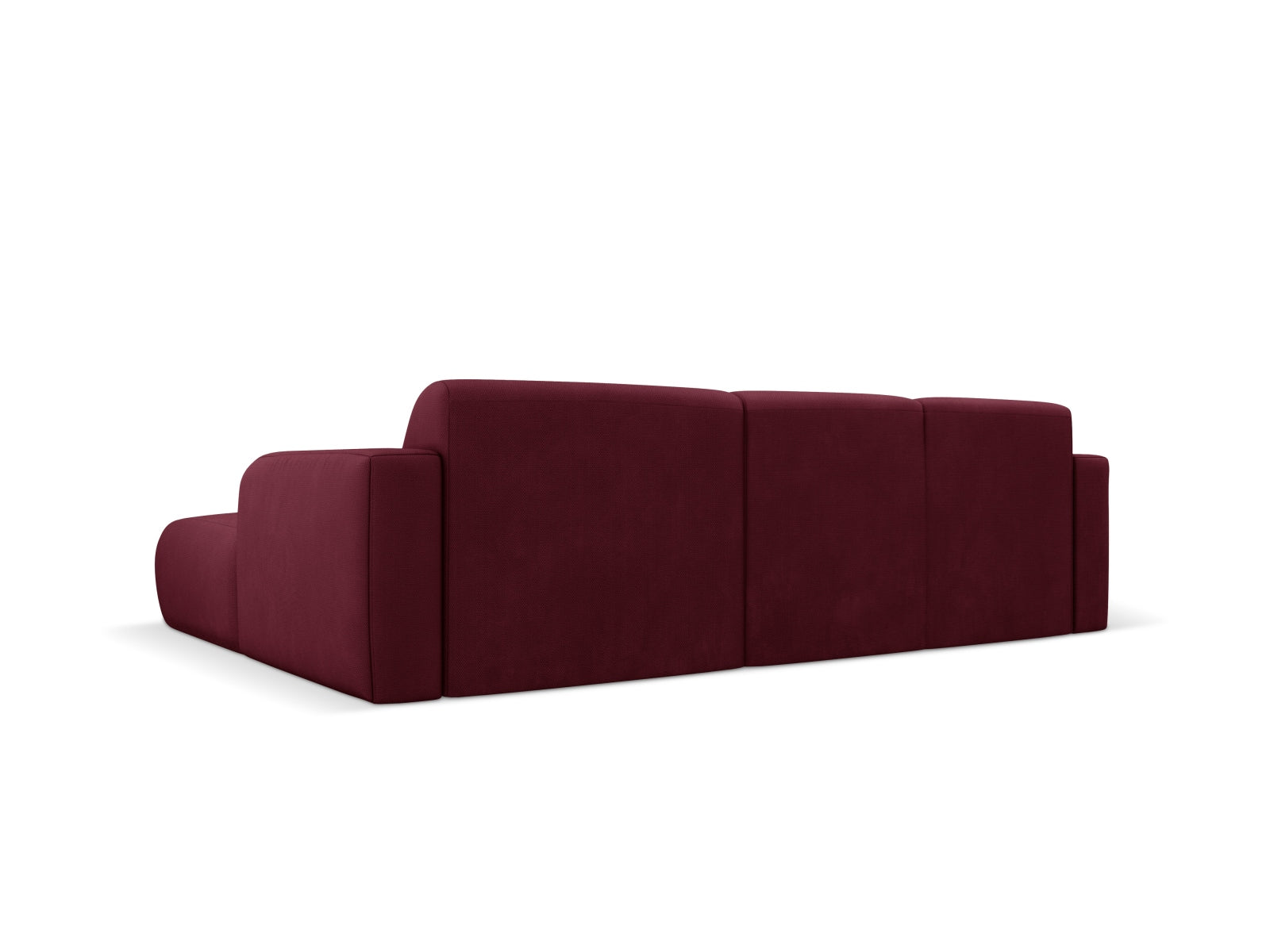 Modernes 4-Sitzer Molino Ecksofa rechts in Bordeaux-Rebel, perfekt für gemütliche Wohnzimmer. Hochwertige Materialien und stilvolles Design von Micadoni.
