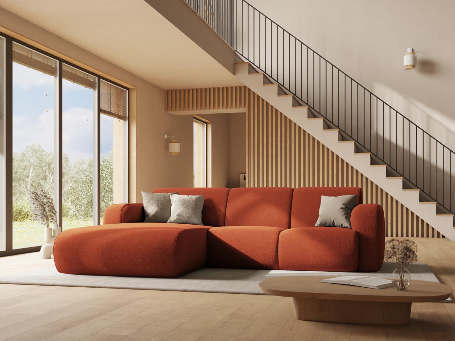 Elegantes Molino Ecksofa in Royal Blue, 4-Sitzer, ideal für stilvolle Wohnräume, präsentiert von Micadoni.