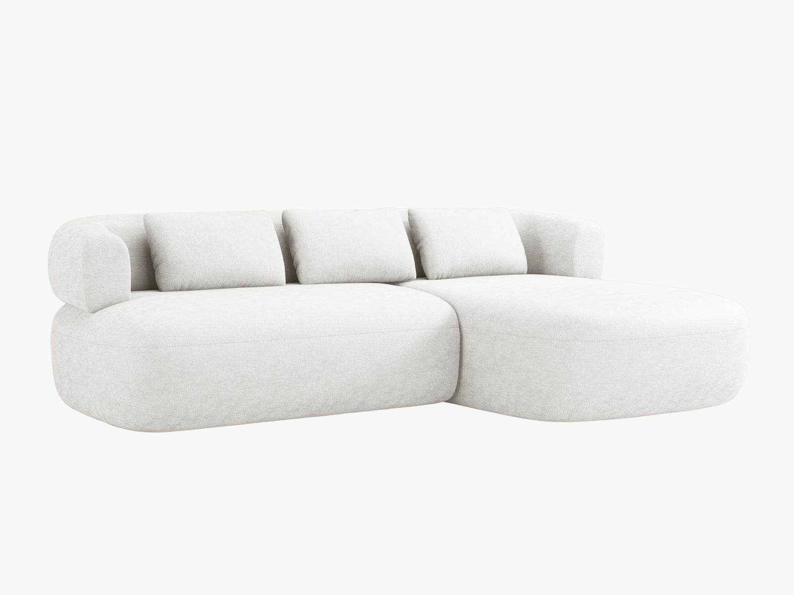Stylisches Jenny Ecksofa rechts, 5-Sitzer in hellem Beige, ideal für moderne Wohnräume. Hochwertige Verarbeitung von Micadoni.