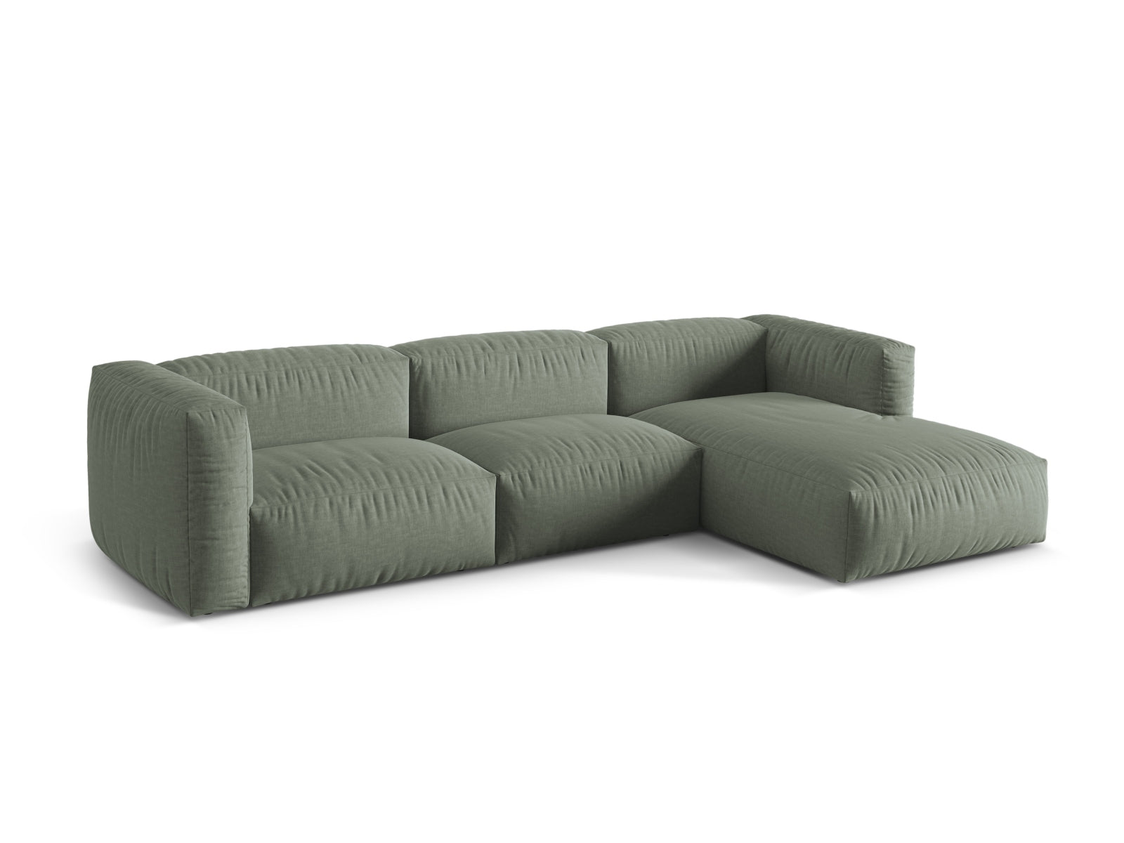 Elegantes Martina Ecksofa in Moss Green-Boston, 3-Sitzer, ideal für stilvolle Wohnräume, erhältlich bei KAQTU Design AG.