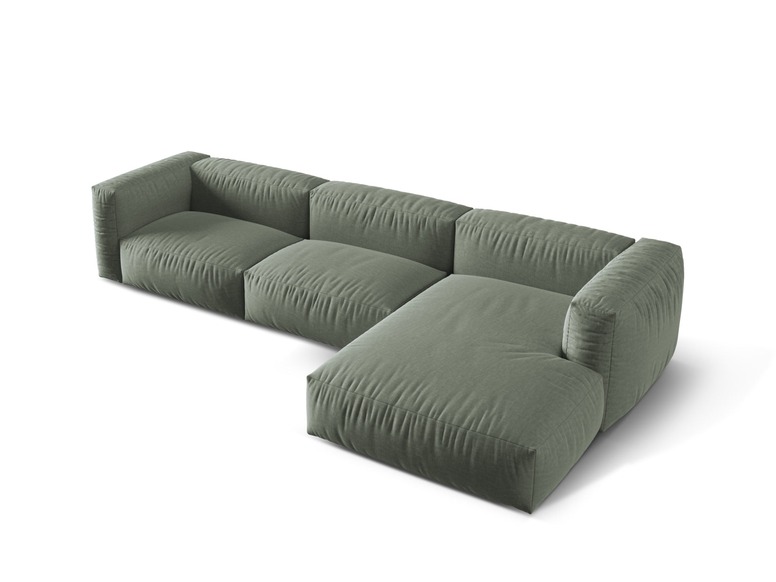 Modernes Martina Ecksofa in Moss Green-Boston, 3-Sitzer, perfekt für gemütliche Ecken und stilvolle Einrichtung, erhältlich bei KAQTU.