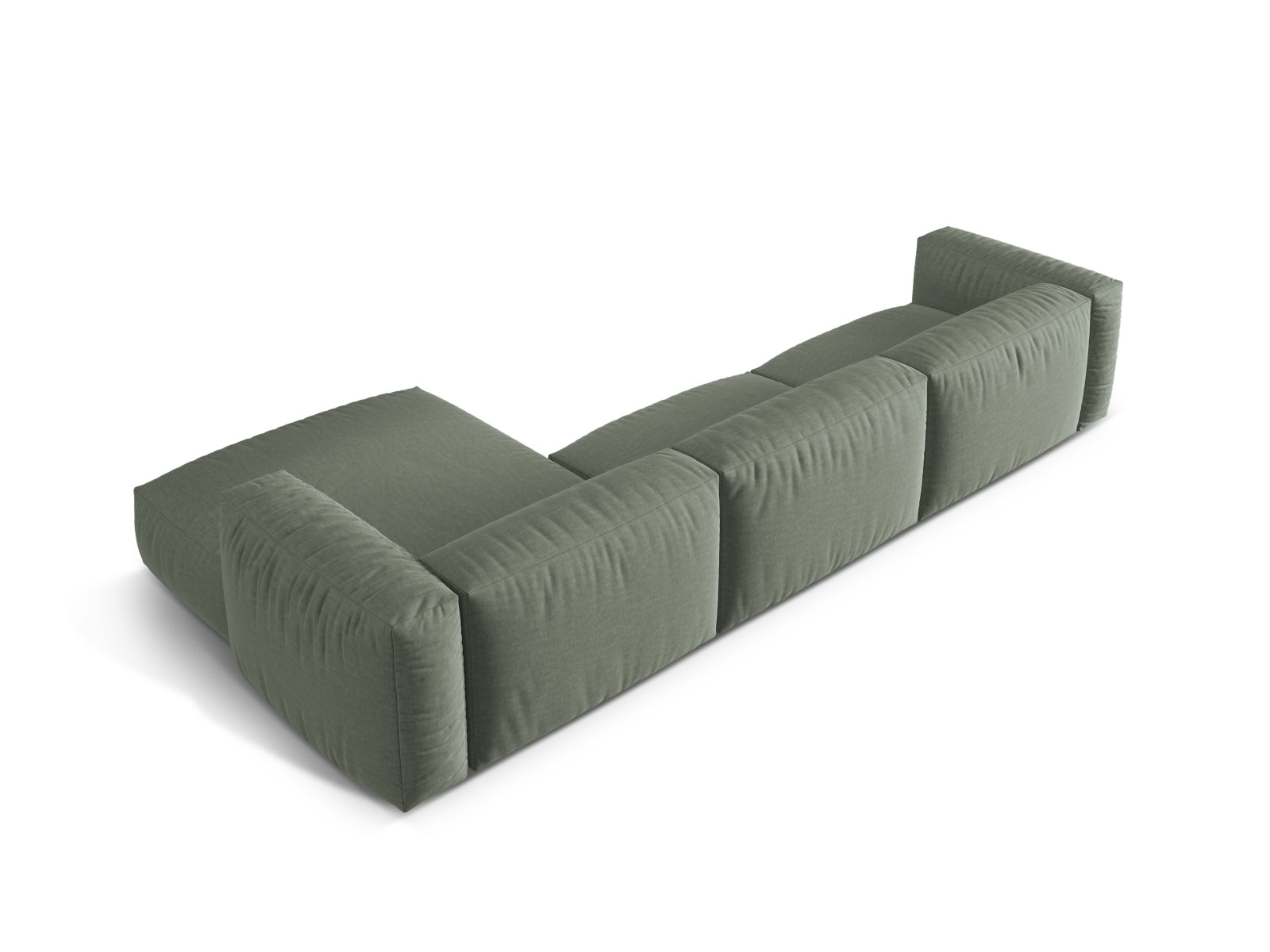 Elegantes Martina Ecksofa in Moss Green-Boston, 3-Sitzer, ideal für stilvolle Wohnräume und entspannte Momente, erhältlich bei KAQTU.