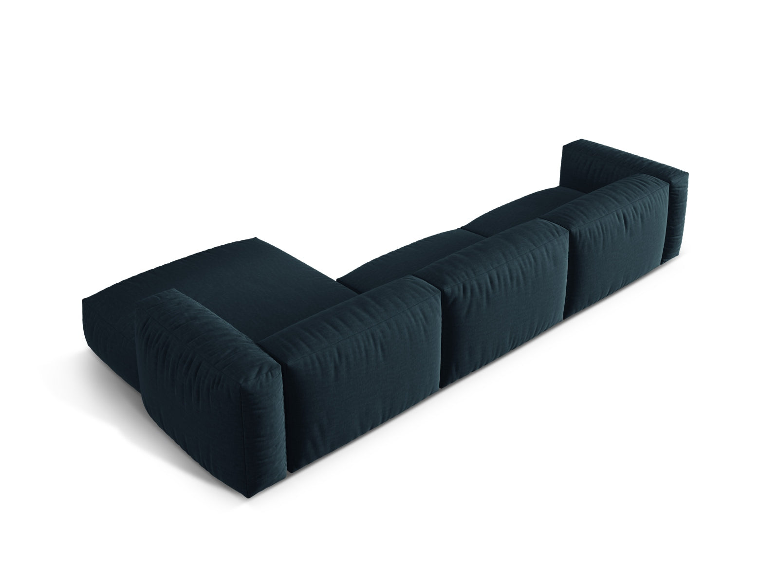 Elegantes, modulares Ecksofa Martina in Blue Jeans-Boston, 3-Sitzer, ideal für kreative Wohnkonzepte und gemütliche Entspannungsecken.