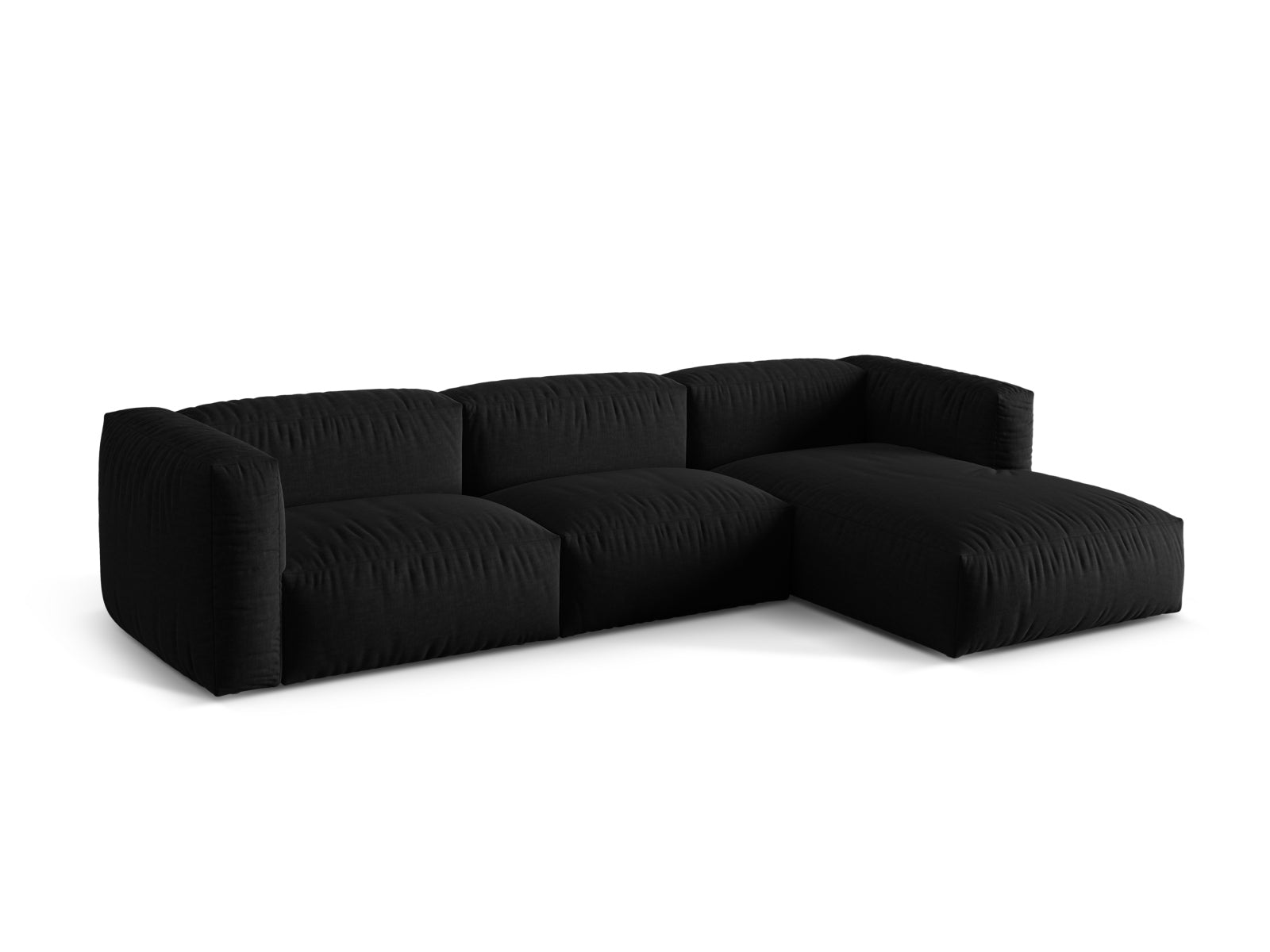Elegantes Martina Ecksofa in Schwarz-Boston, 3-Sitzer, ideal für moderne Wohnräume. Hochwertige Verarbeitung von Micadoni.